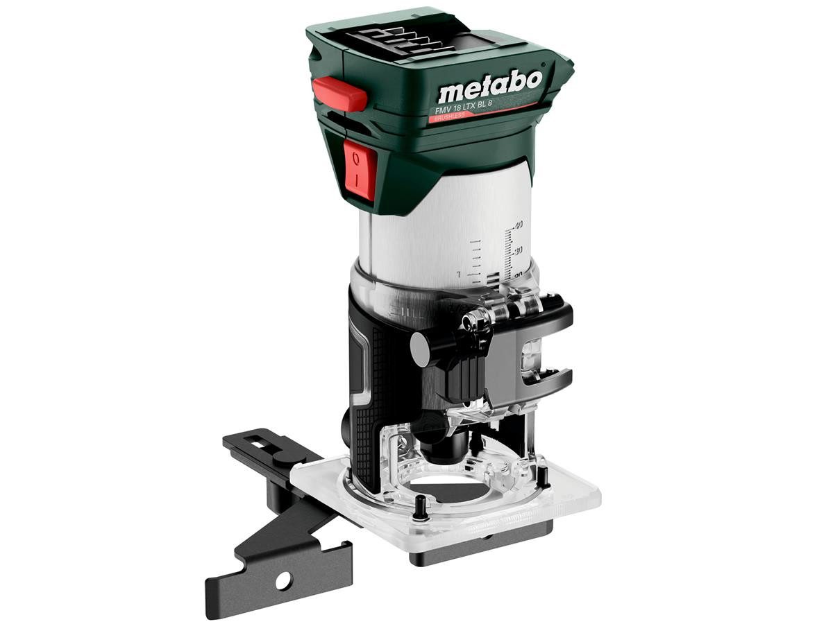 metabo Kantenfräser Akku FMV 18 LTX BL 8 18V, 8-tlg., ohne Akku und Ladegerät, inkl. metaBOX 145 L, mit Zubehör