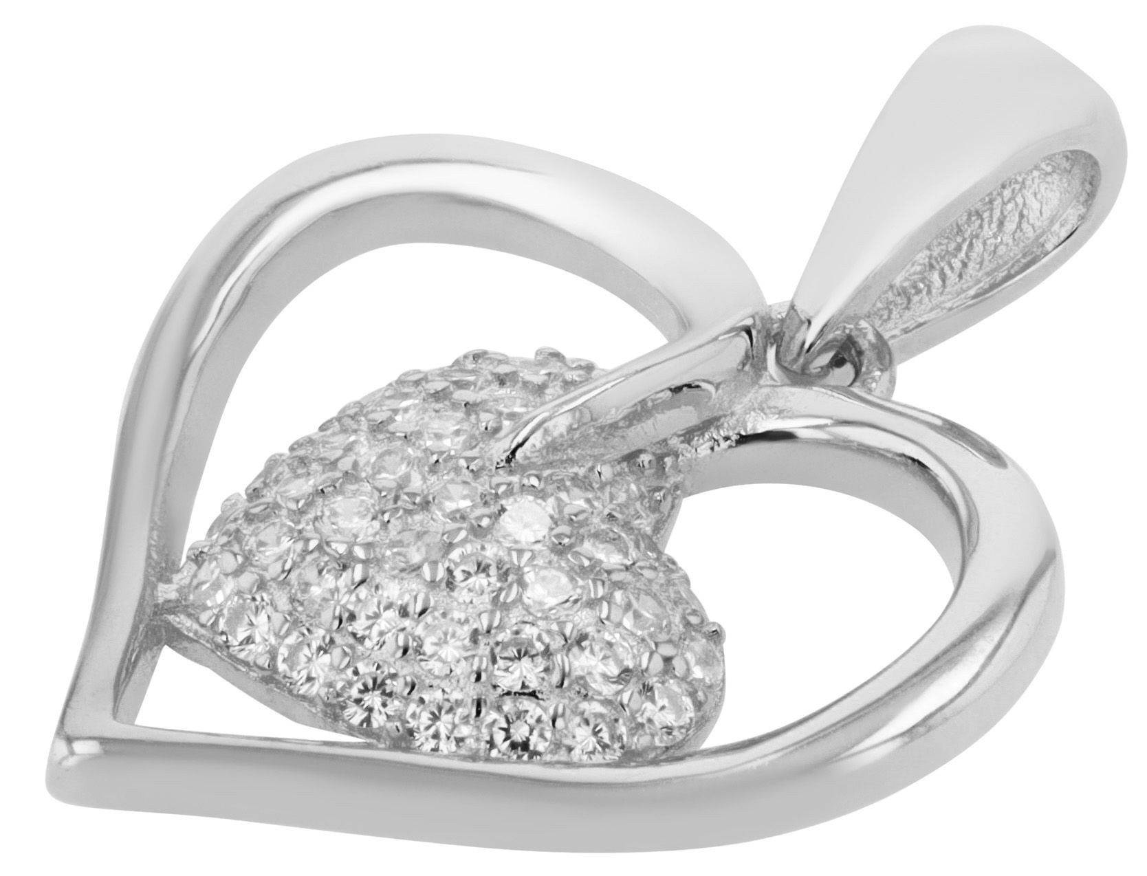 Kettenanhänger Anhänger – Herz Herzanhänger aus 925 Silber mit Zirkonia