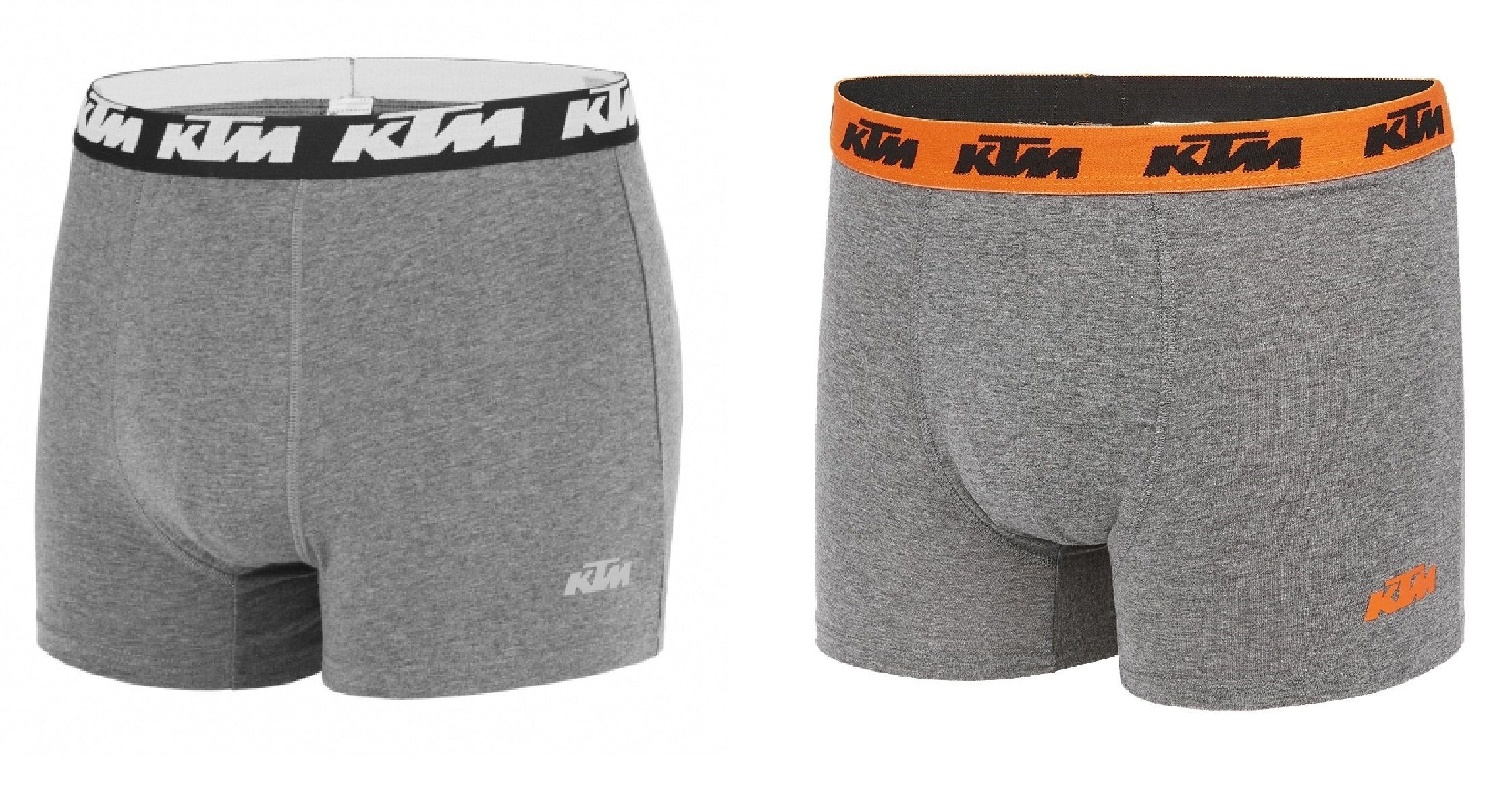 KTM Boxershorts Men Hüft-Shorts Basic Unterhose Outdoorsport (2er-Pack) mit Logo auf dem Taillenbund grau-orange