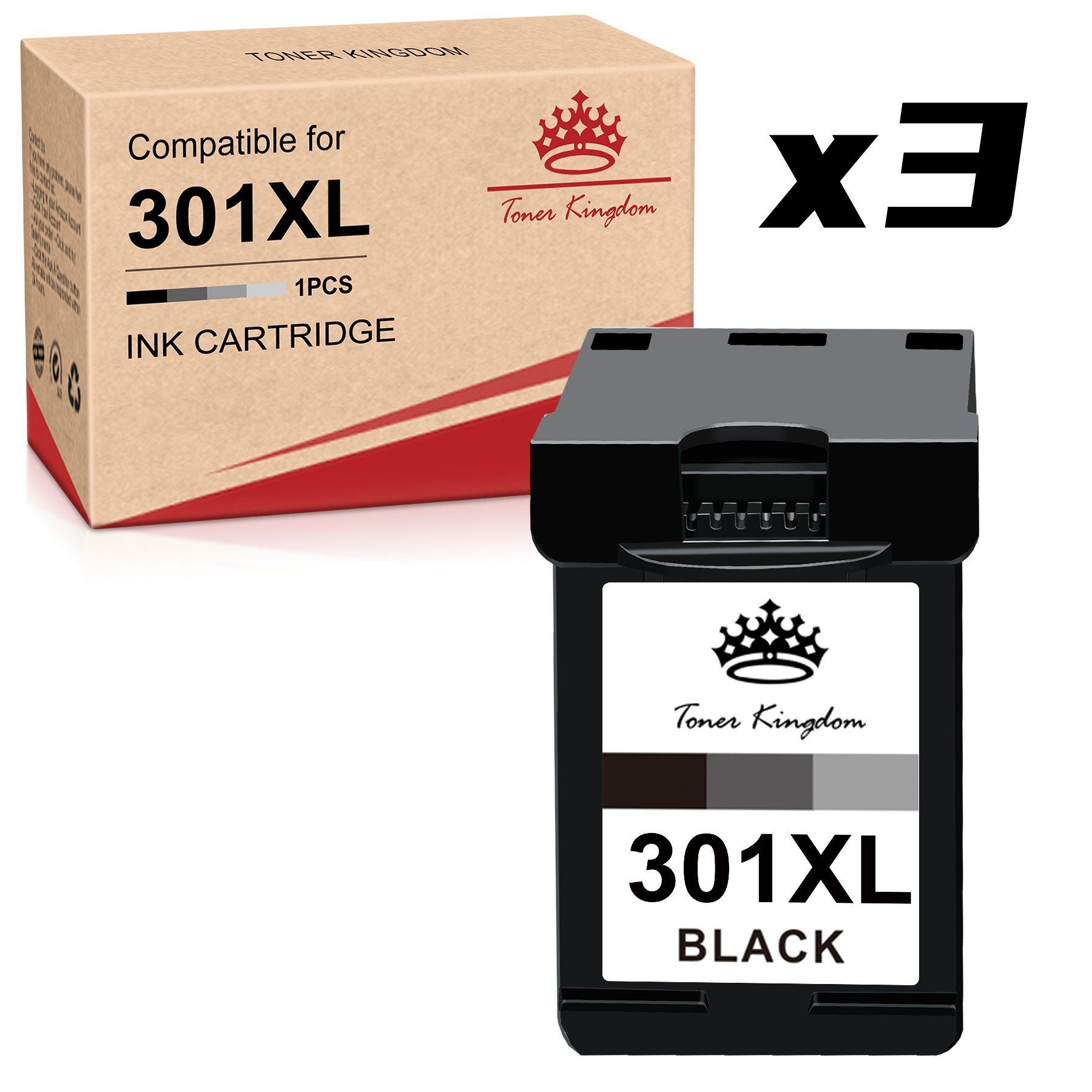 Toner Kingdom 3x Schwarze für HP 301 XL Deskjet 3000 2542 2549 1510 1010 Tintenpatrone