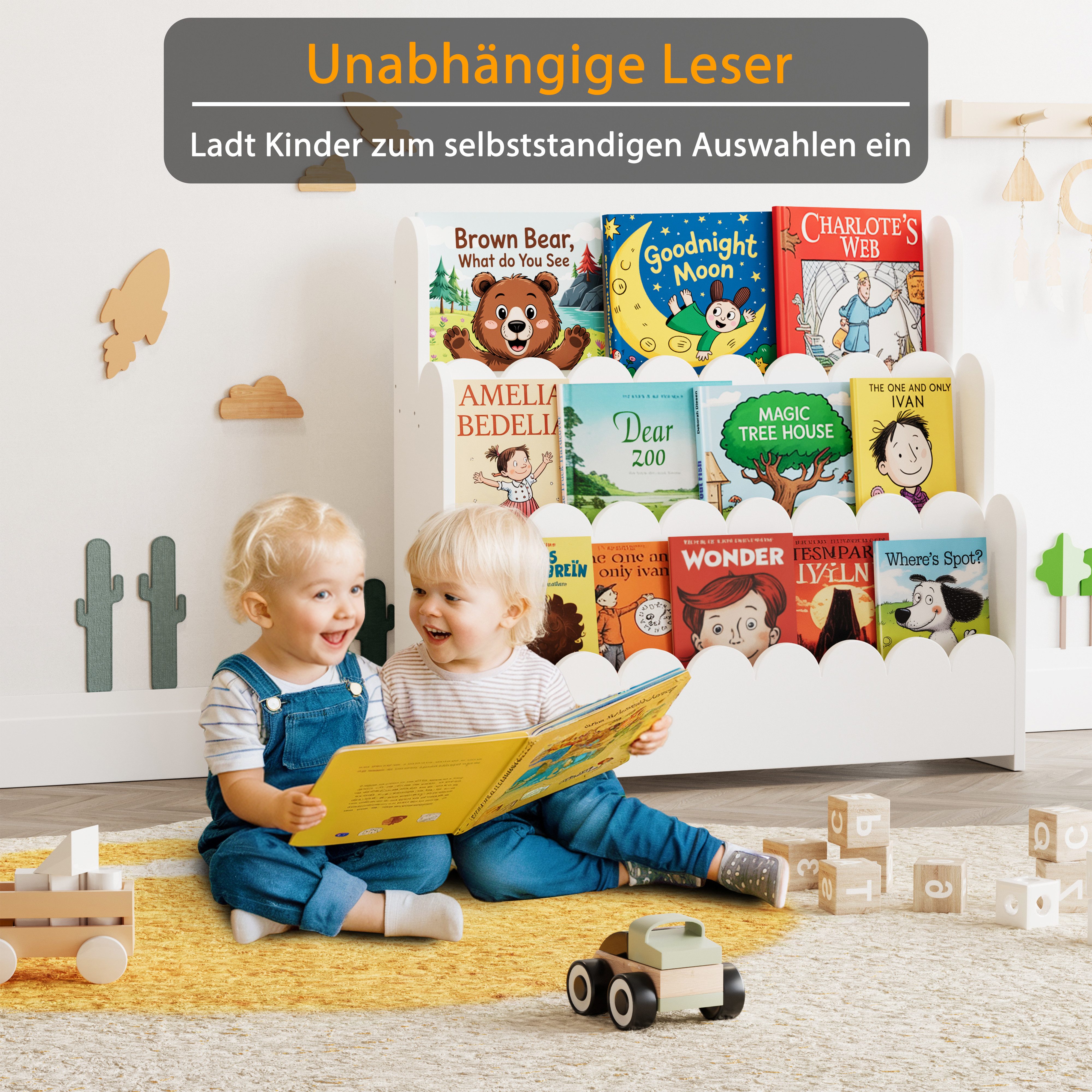 SpaceAid Bücherregal 3-stöckiges Kinderregal, Montessori-Bücherregal für Kleinkinder, 27T x 75B x 70H cm – Bild 2 von 5