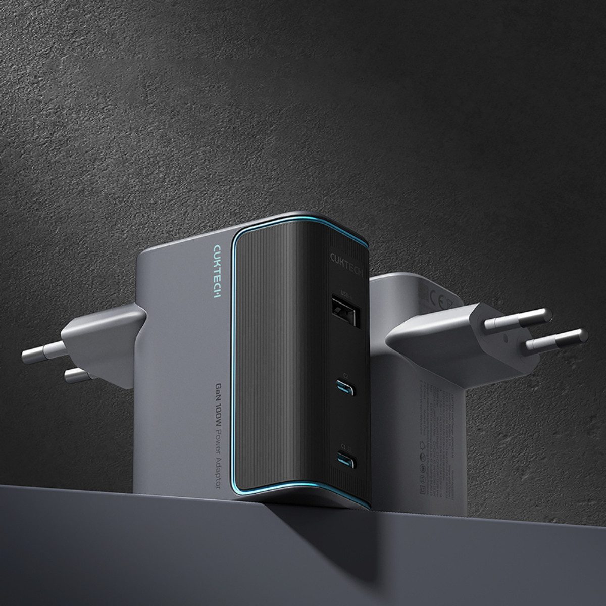 Cuktech AD1003EU USB-Ladegerät (Set mit Kabel, inklusive USB-C Kabel, 100W Schnellladung für mehrere Geräte gleichzeitig)