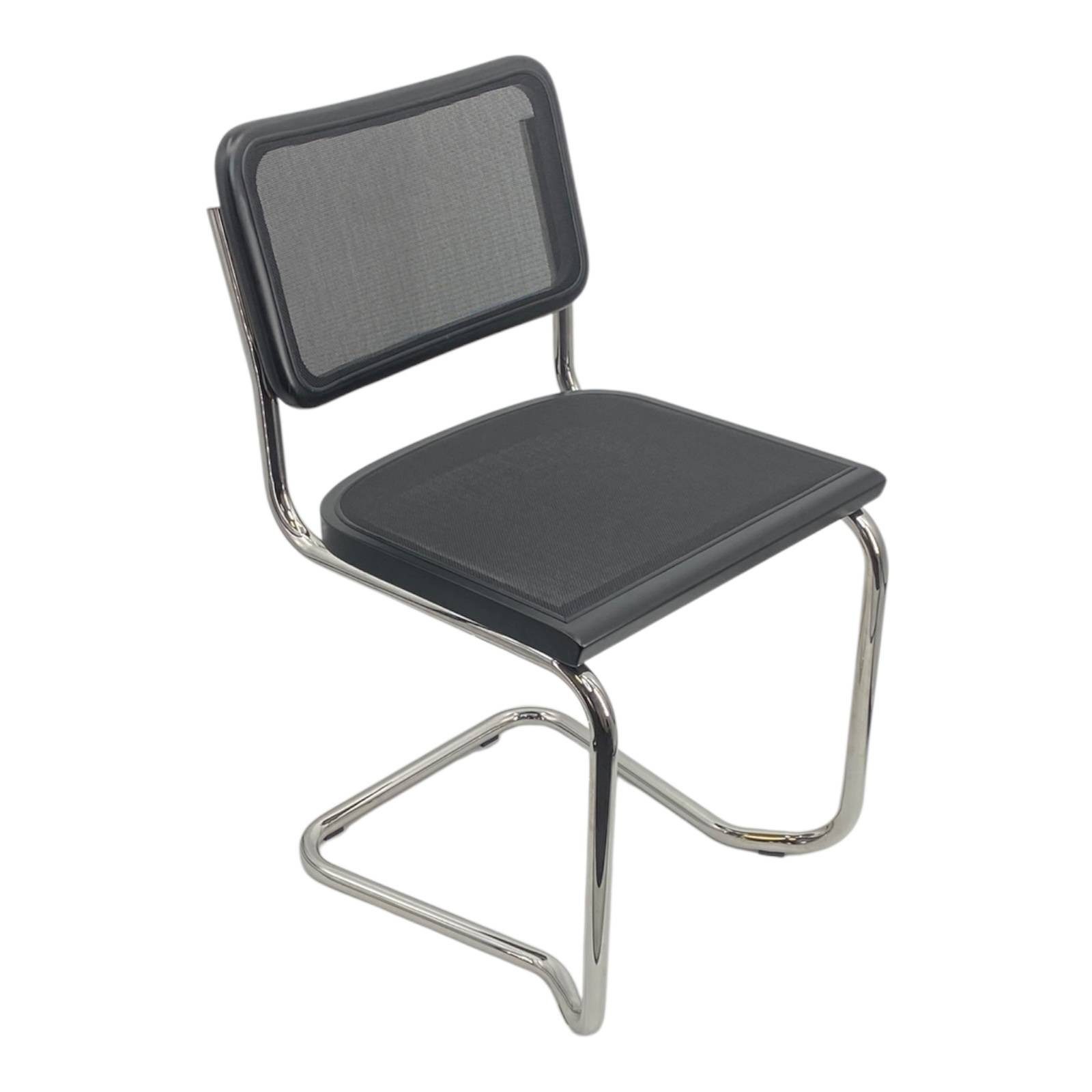 k-hometrends Freischwinger KENO (2er-Set), Designstühle aus Buche mit Mesh in schwarz – handgefertigt in Italien