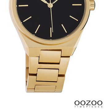 OOZOO Quarzuhr Oozoo Unisex Armbanduhr Timepieces Analog, Damen, Herrenuhr rund, mittel (34mm), Metallarmband rosegold, Fashion