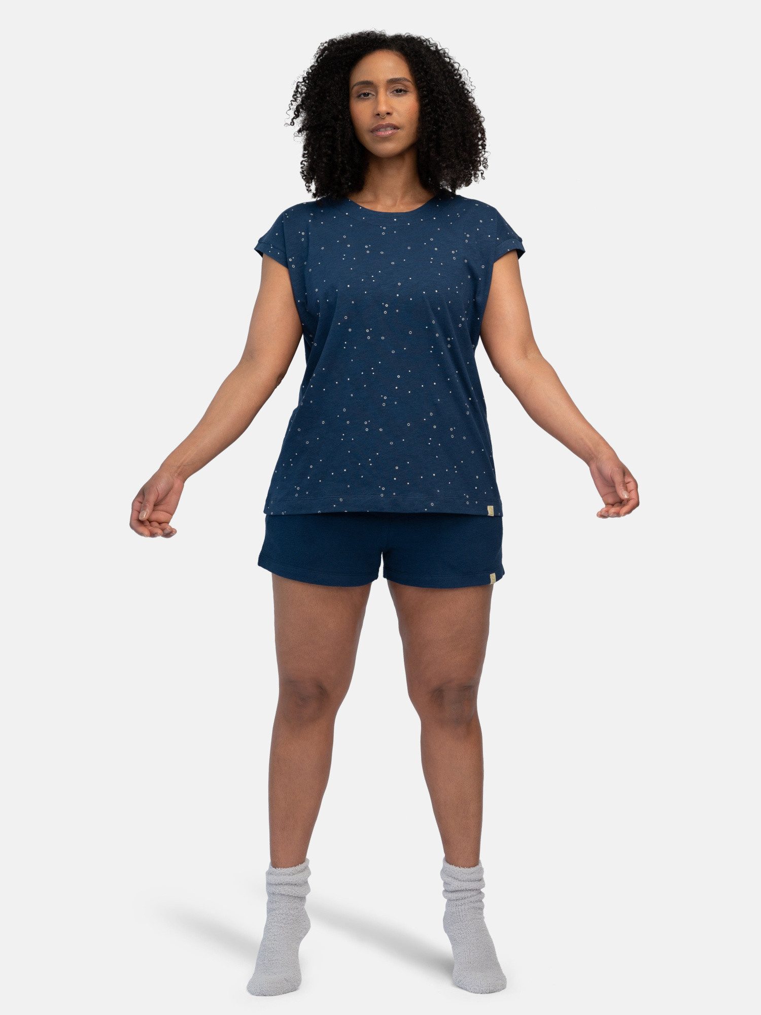 Pyjamaoberteil aus Slub Jersey mit Druck