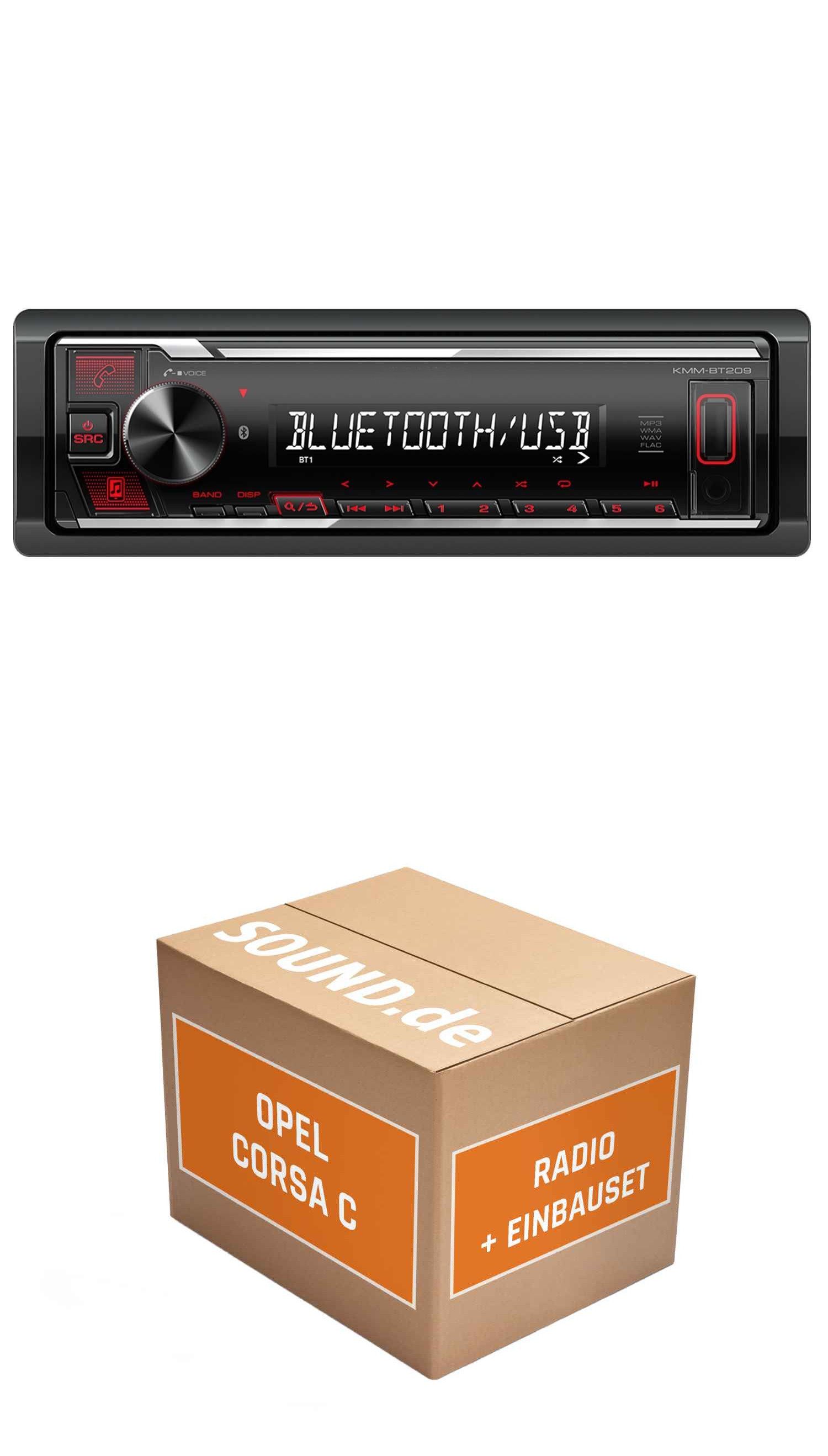 JUST SOUND best choice for caraudio Autoradio Einbauset Kenwood KMM-BT209 Opel Corsa C Autoradio (RDS, AM/FM Radio, Animiertes Display, Freisprecheinrichtung, 1 DIN)