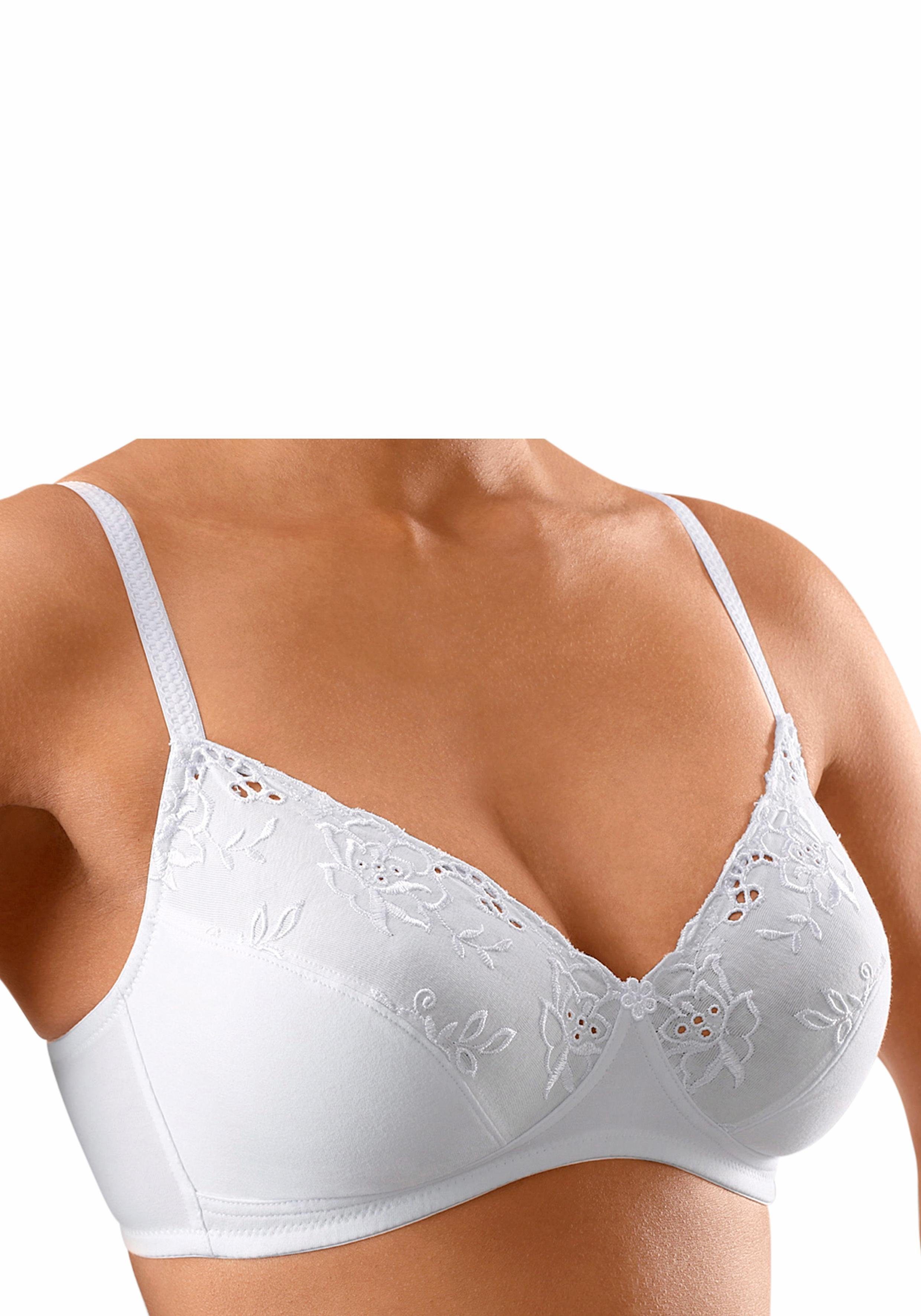 petite fleur Soft-BH (Packung, 2 Stück) ohne Bügel, mit hübscher Baumwollstickerei