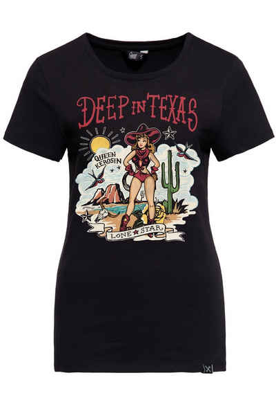 QueenKerosin Print-Shirt Deep in Texas (1-tlg) mit Retro Front Print