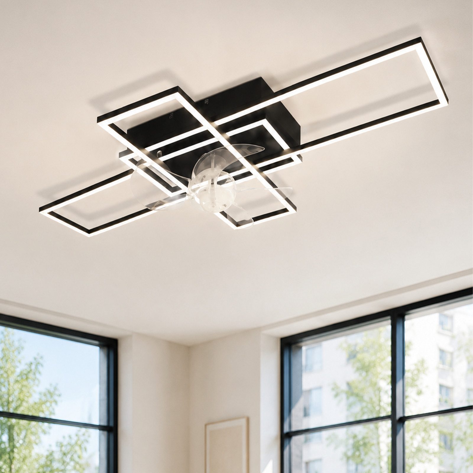 ZMH Deckenventilator Moderne Deckenlampe mit Ventilator - Deckenventilator mit Beleuchtung, mit Licht Dimmbar mit Fernbedienung Timer für Wohnzimmer Esszimmer