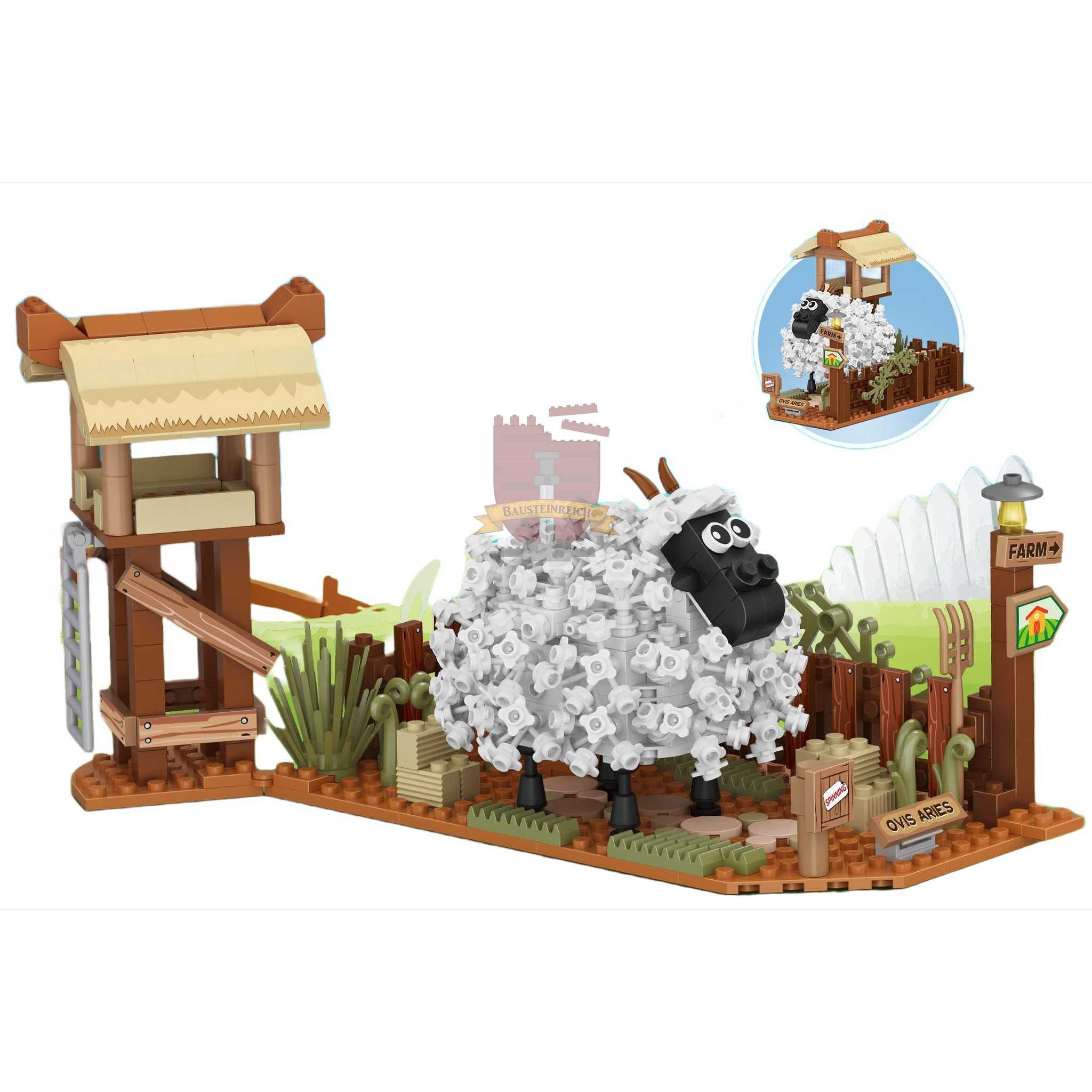 Loz 1254 - Schaf mit Stall (LOZ) Klemmbausteine Spielbausteine