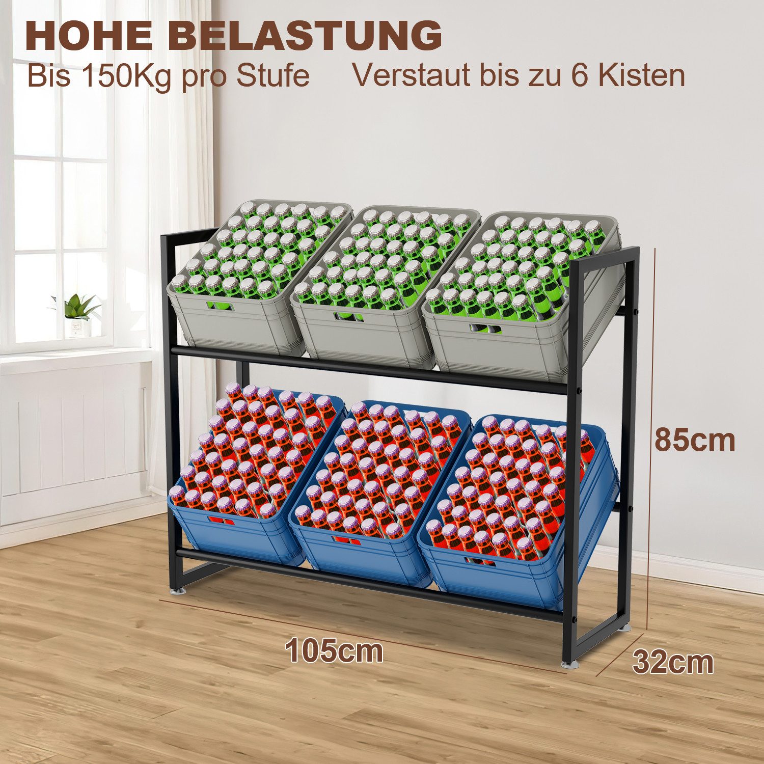 Clanmacy Standregal Getränkekistenregal Getränkeregal 105x32x85cm günstig online kaufen