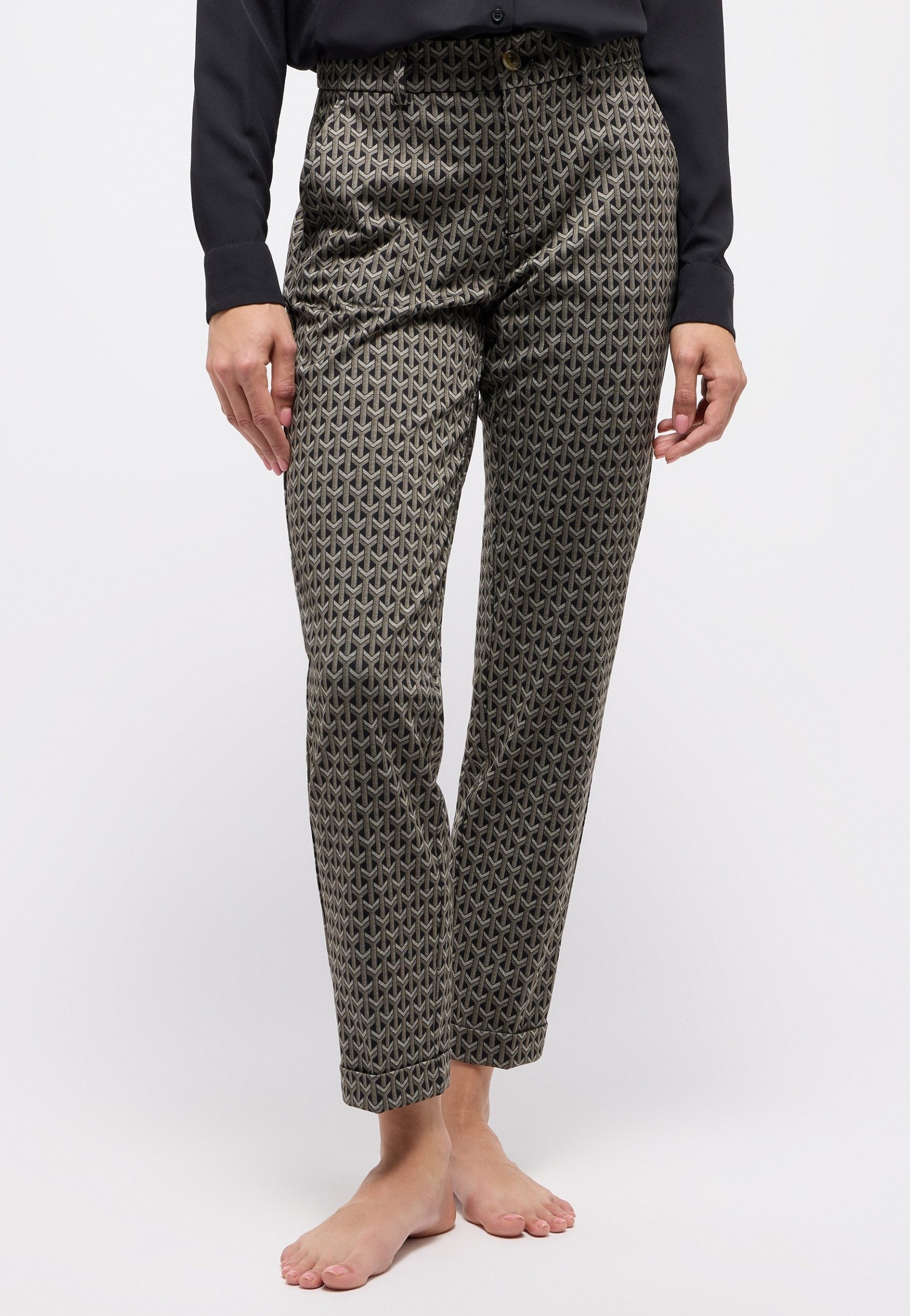 ANGELS Stoffhose Hose - Jacquard-Muster - Chinohose - LOUISA CHINO TU