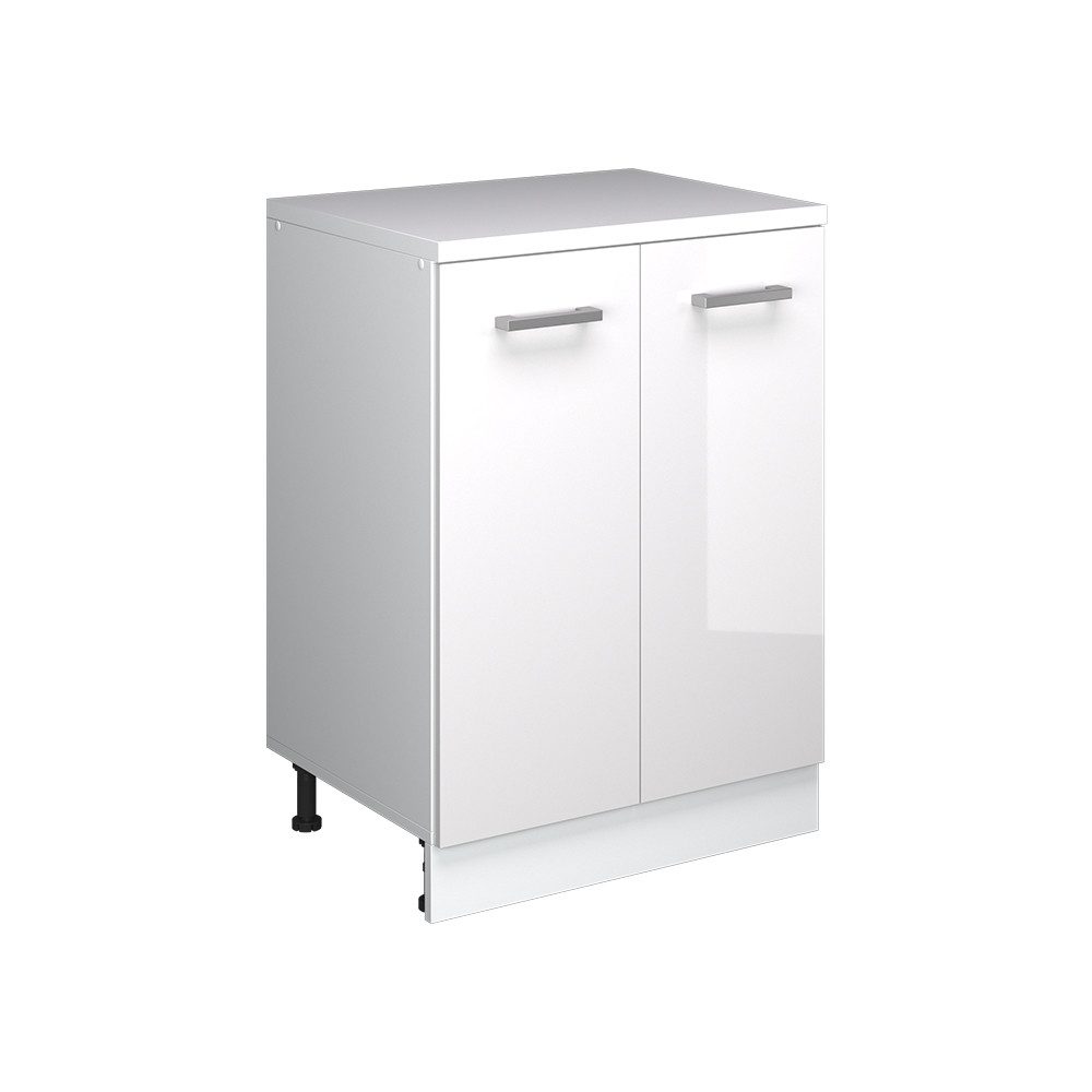 Vicco Kommode Rion, Weiß Hochglanz/Weiß, 60 x 46 cm ohne Schräge mit 2 Türen