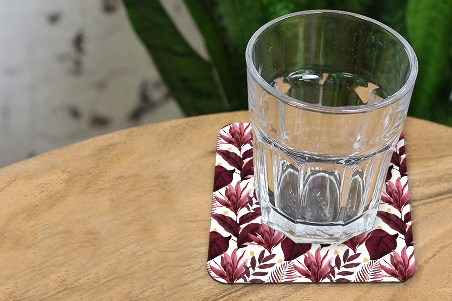 MuchoWow Glasuntersetzer Tropisch - Zubehör Tasse Gold Lila, 6-tlg., für Untersetzer, Tischuntersetzer, - Korkuntersetzer, Gläser, Glasuntersetzer