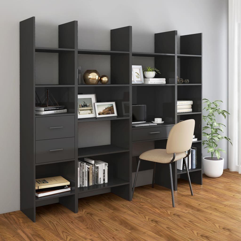 Hochglanz-Grau vidaXL cm 60x35x180 Holzwerkstoff, Bücherregal Bücherregal 1-tlg.