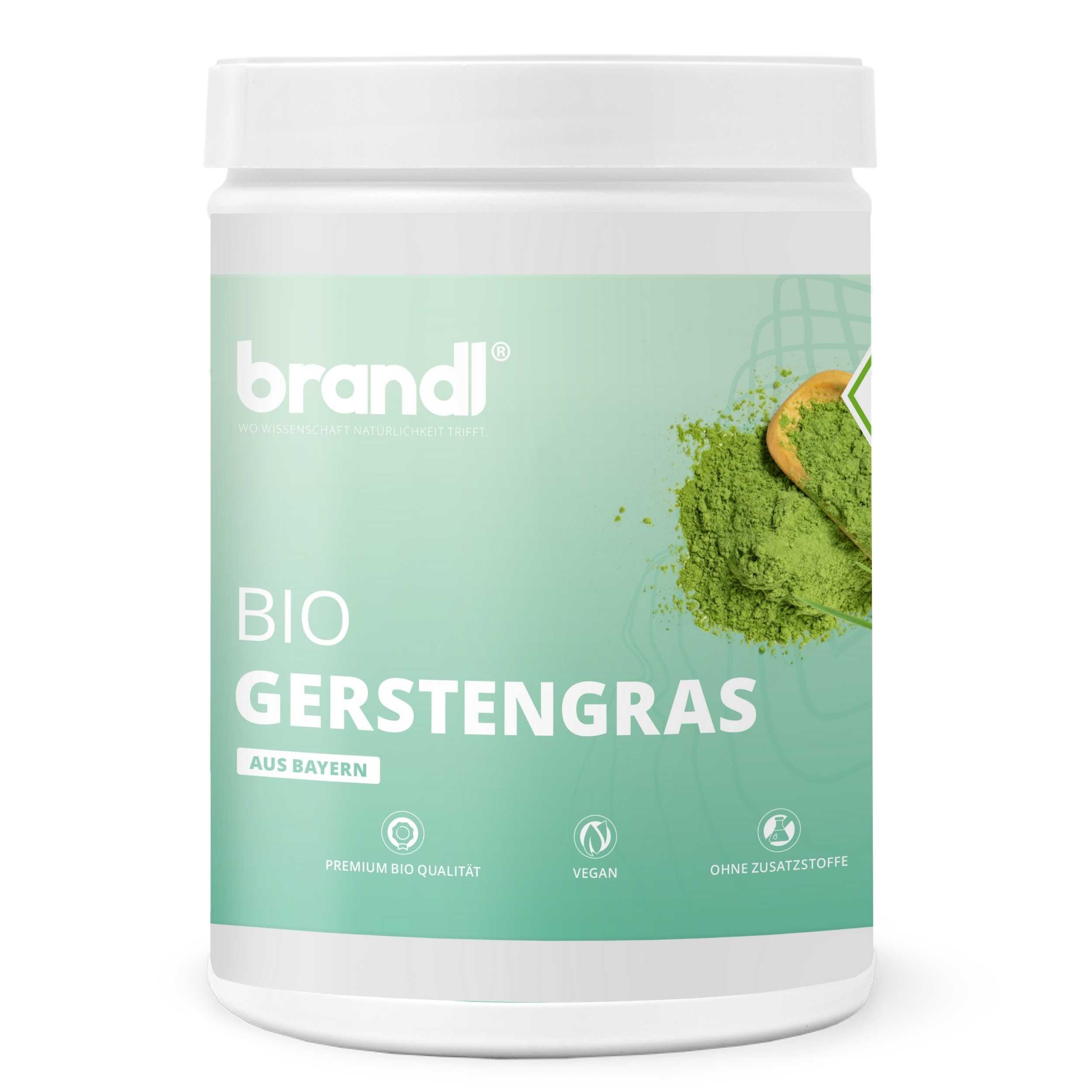 Brandl Nutrition Gerstengras Pulver Bio, Bio Gerstengras in Premium-Rohkost-Qualität Pulver, 500 g