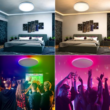 ANTEN LED Deckenleuchte Smart WiFi RGB LED Deckenlampe Flach Rund Ø30cm Dimmbar 3000-6500 K, 20W+4W, Alexa Smart Home, für Wohnzimmer Schlafzimmer Flur Lampe
