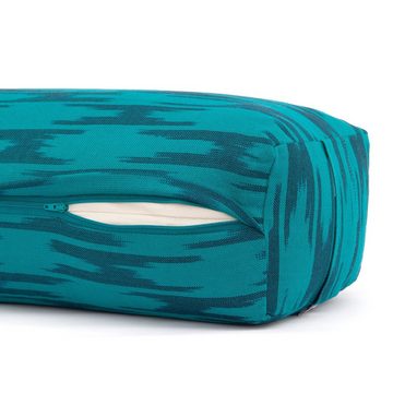 bodhi Yoga Bolster Yoga BOLSTER Salamba, Ikat-Webstoff, blau-grün gemustert Kapok