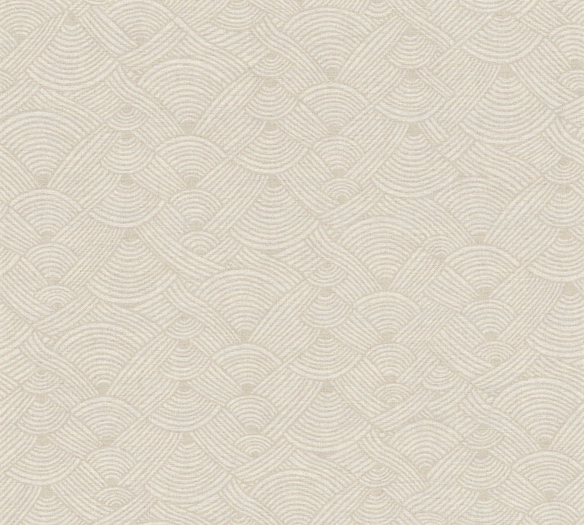 Vliestapete leicht A.S. Ethno, Greige,Weiß Mustertapete Nara (1 Création St), ArtDeco matt, strukturiert,