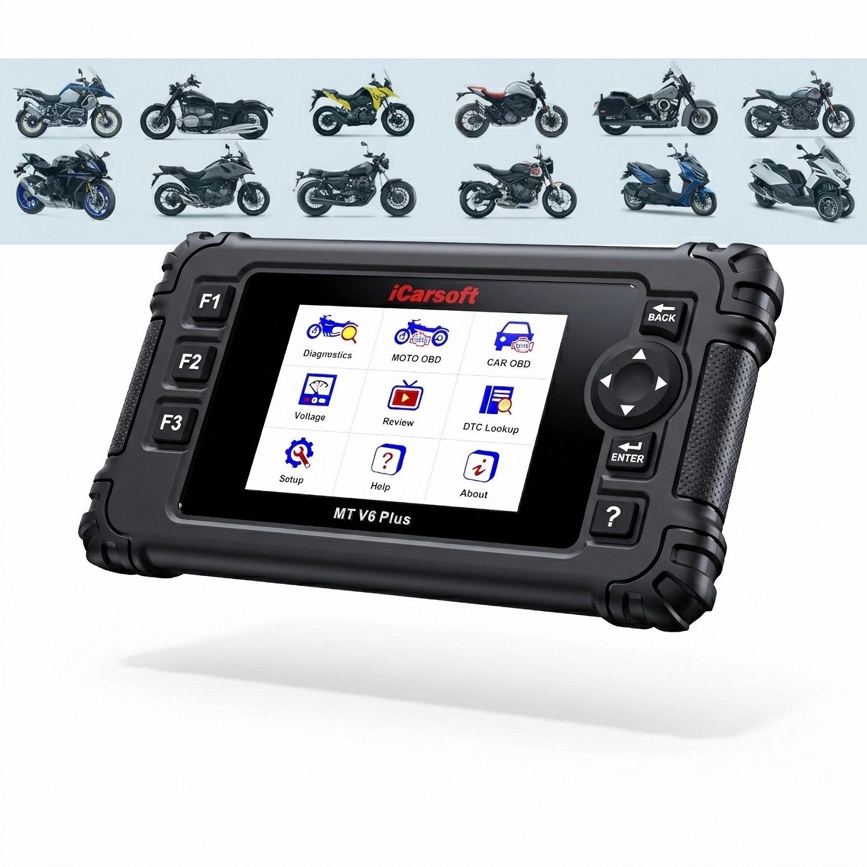 iCarsoft OBD2-Diagnosegerät MT V6 Plus Universal Gerät für 21 Motorrad Marken + Adapter