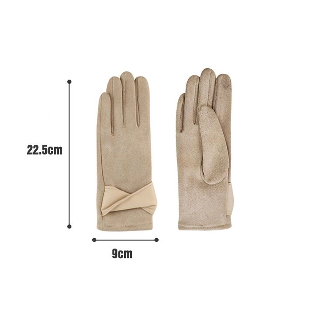 LAKKEC Frackhandschuhe Fäustlinge Damenhandschuhe mit mit kälteschützend hohem Braun Stretch, Elegante warm und leichte Pelzkugeln