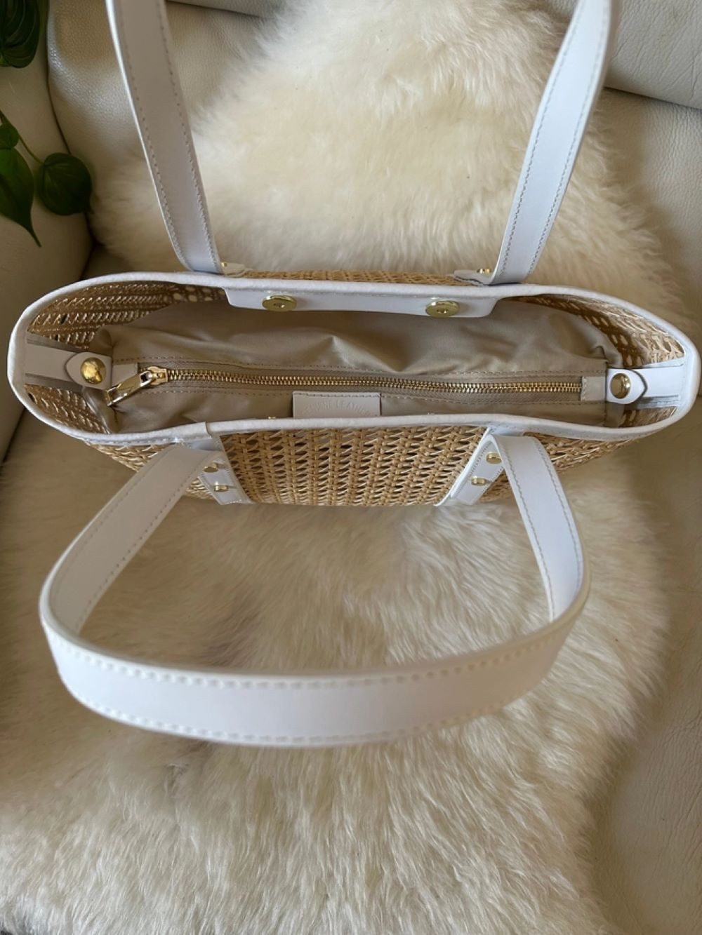 Goodman Design Handtasche Tote-Tasche aus Rattan und Echtleder – Handgefertigt in Florenz, Made in Italy