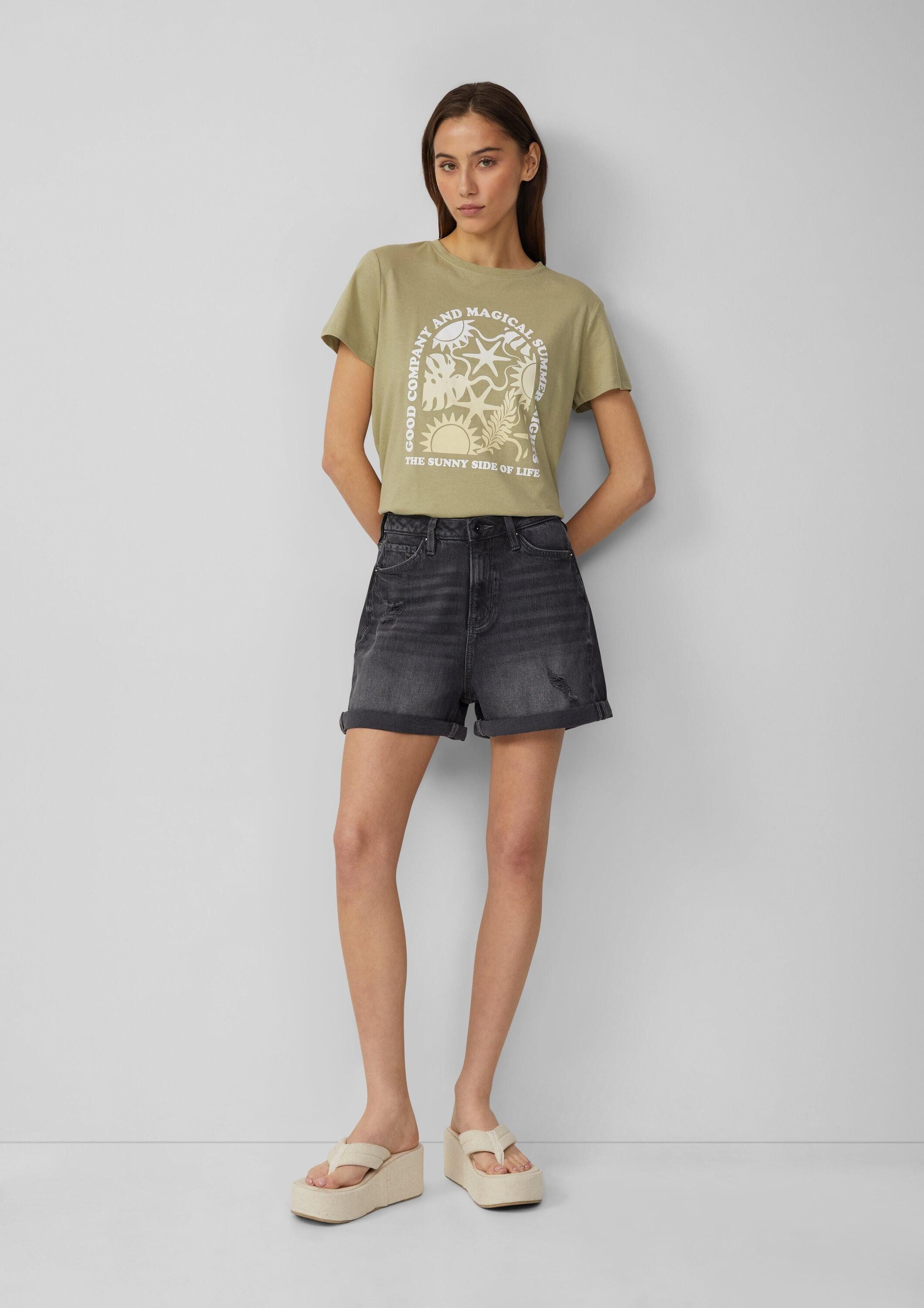 QS Jeansshorts Jeans-Hose MOM FIT Jeans Mom / Relaxed Fit / High Rise