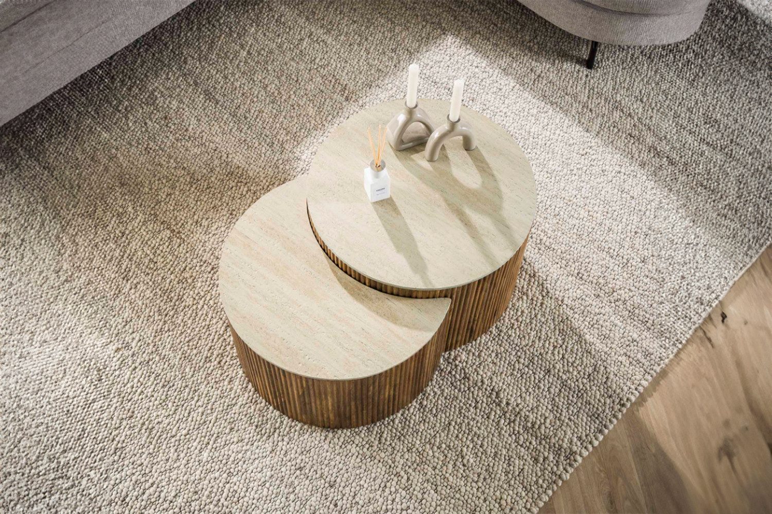 KAWOLA Couchtisch DESEADO (Set, 2-St), Keramik weiß