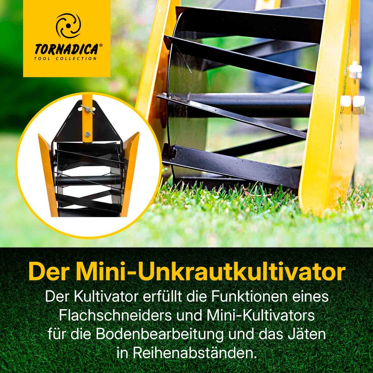 Tornadica Gartenpflege-Set Mini Bodenfräse Kultivator Handkultivator, Wurzelentferner Unkrautkralle Vertikutierer Gartenwerkzeug für Garten