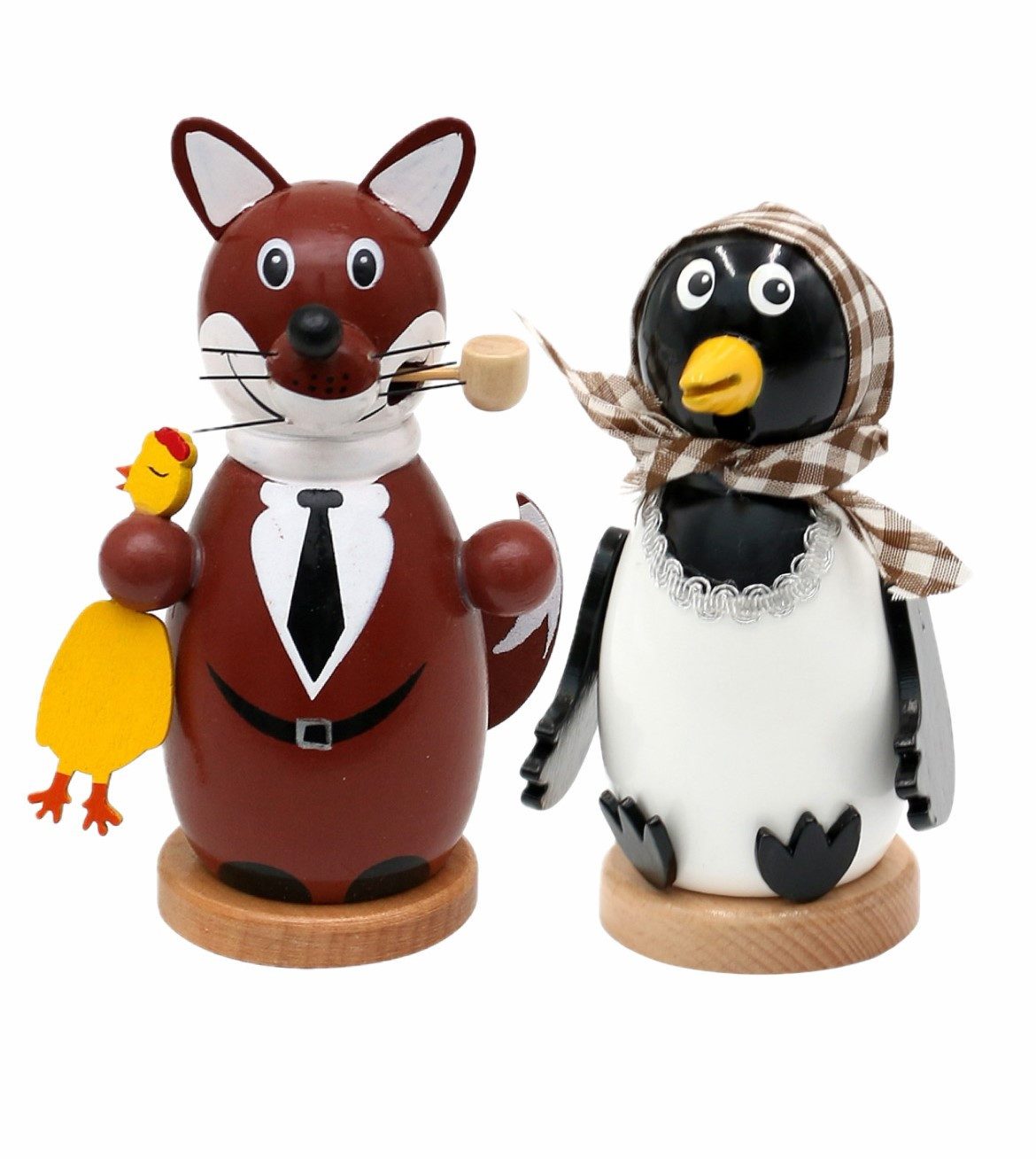 Dekoteam24 Räuchermännchen Räucherfiguren - Fuchs & Elster - je 13 cm