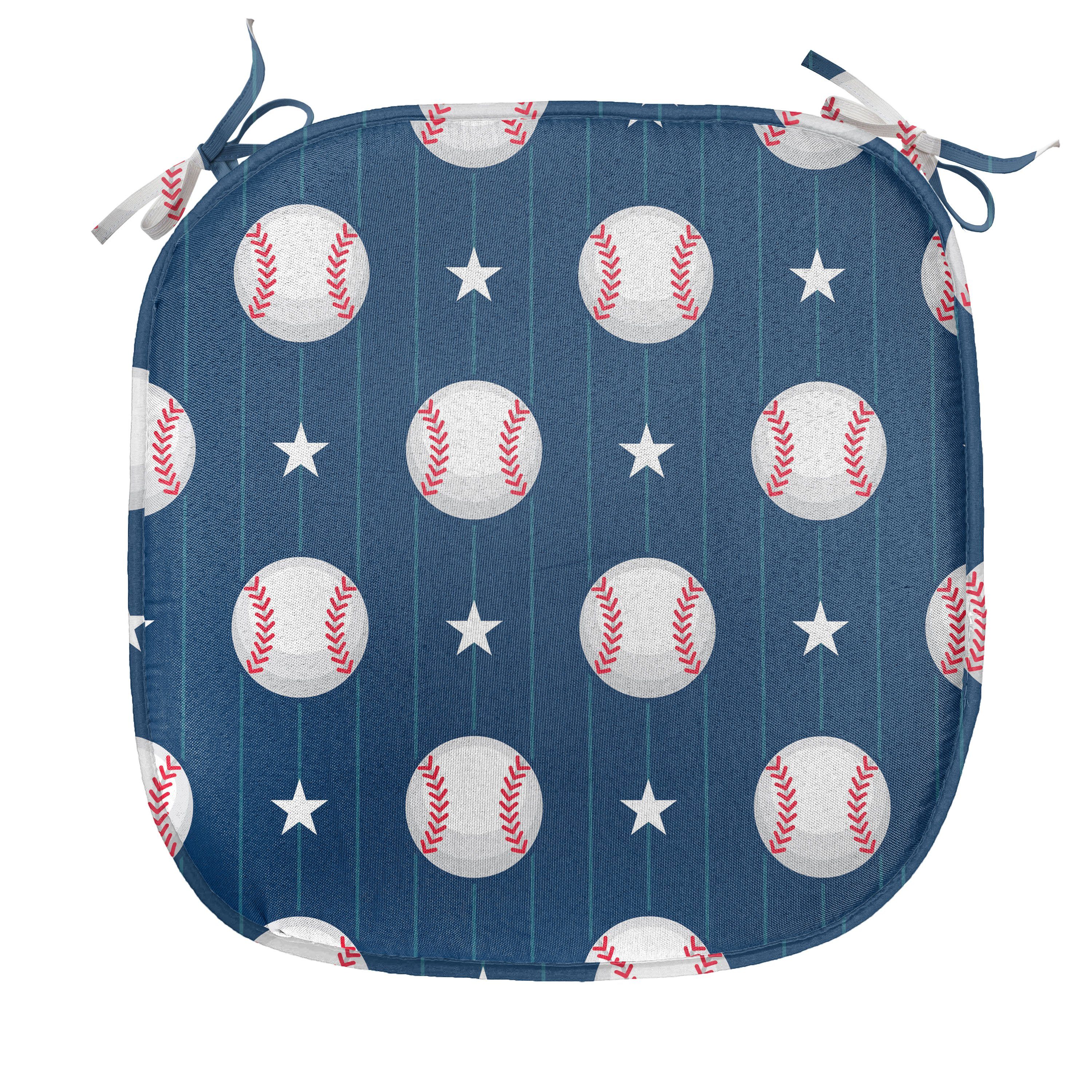 für Küchensitze, Abakuhaus Stuhlkissen Sport wasserfestes Baseball-Streifen Kissen Riemen Dekoratives mit