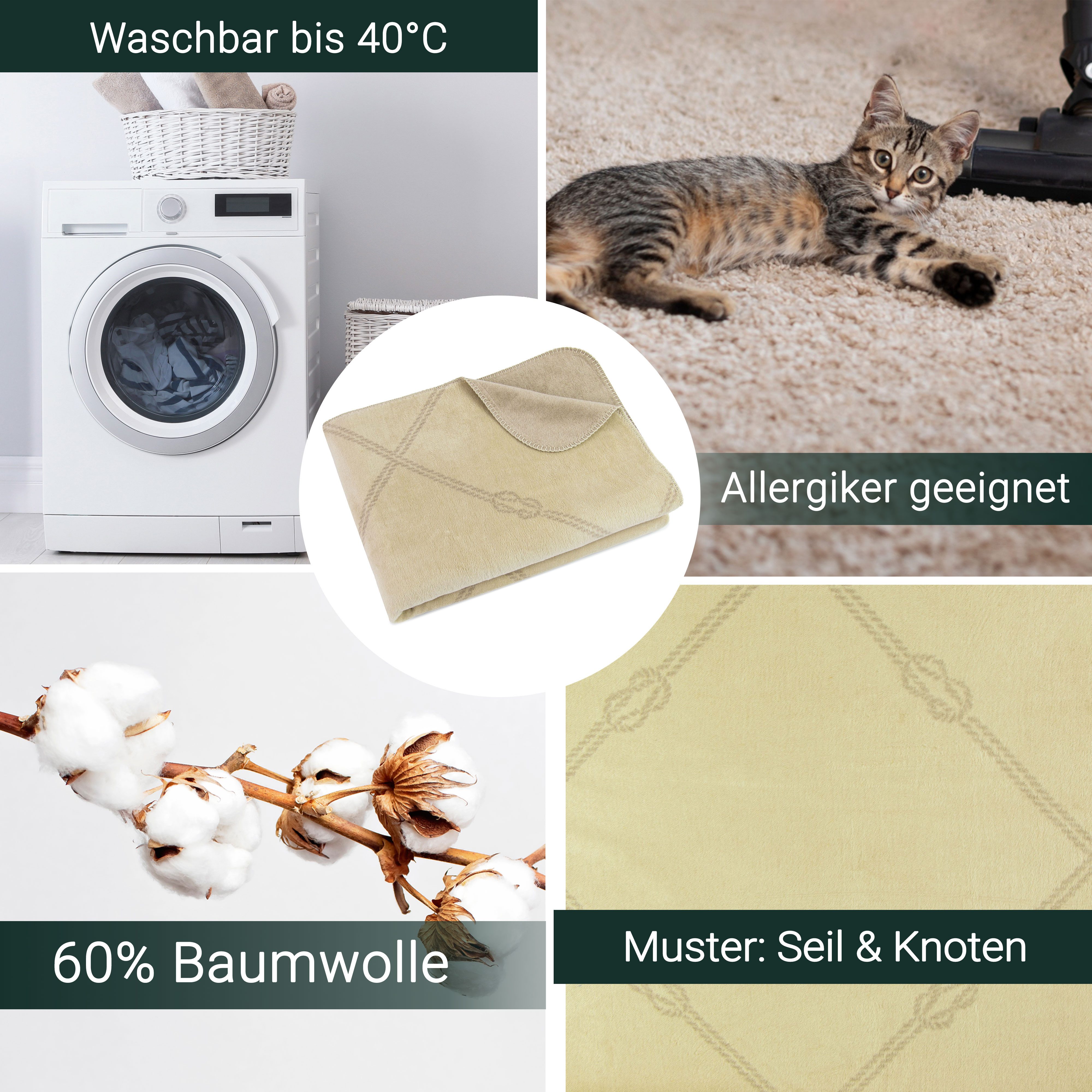 Wohndecke, ZOLLNER, Knotendesign, 150 x 200 günstig online kaufen