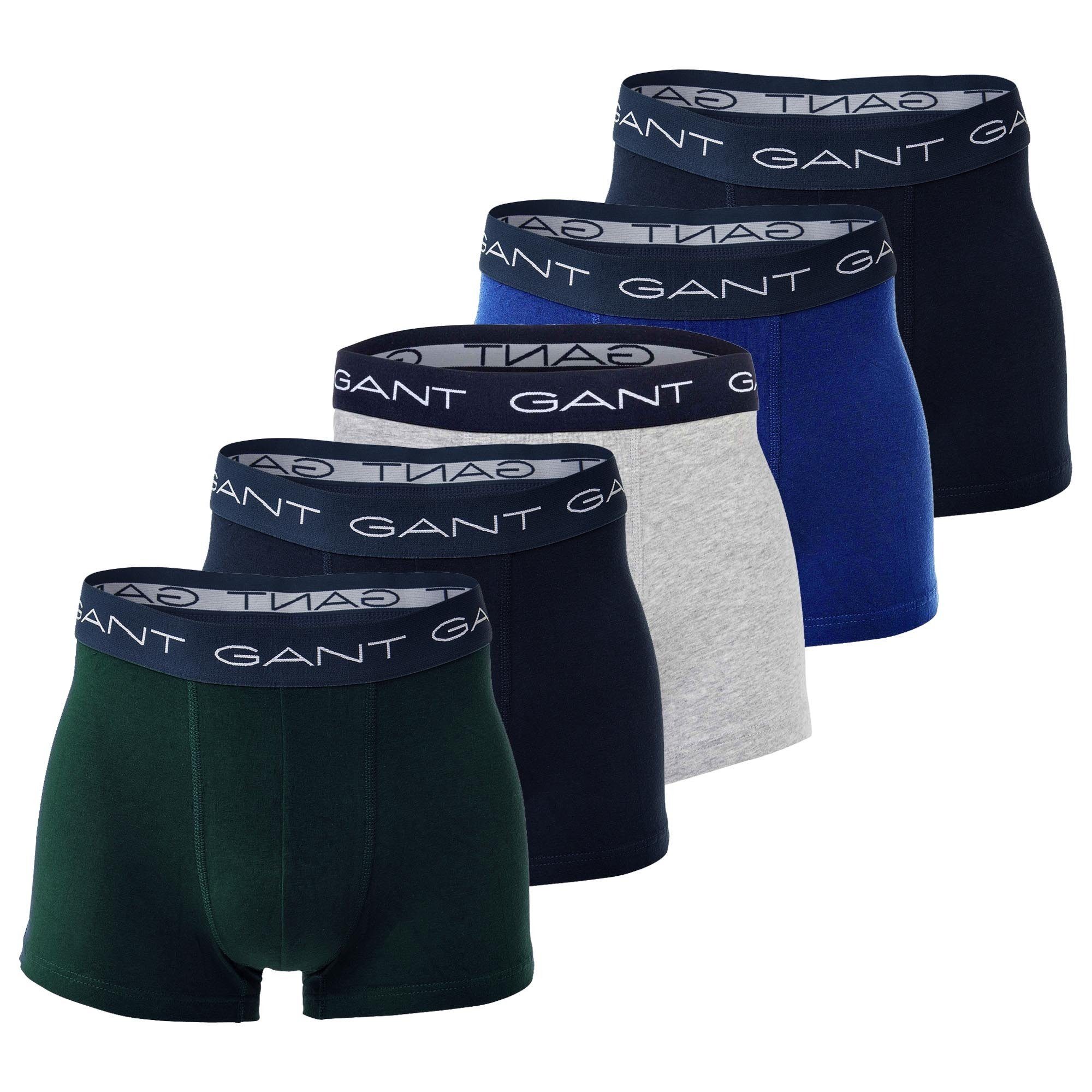 Gant Pack - Blau/Grün/Grau Boxer Boxershorts, 5er Trunks Basic Herren
