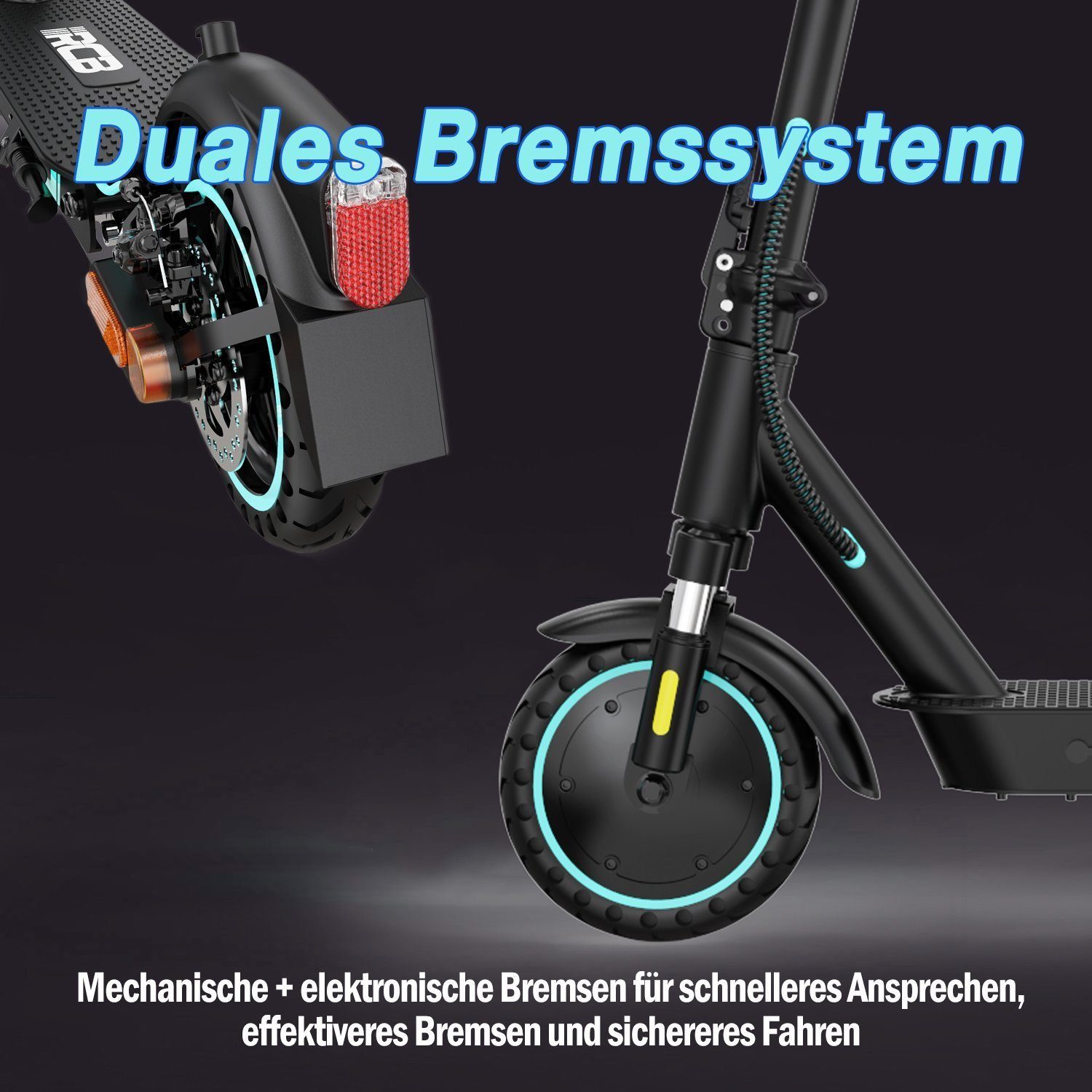 RCB E-Scooter, 8.5" E-roller 2 Straßenzulassung Schwarz ABE, APP Stück Max mit 25km rang mit