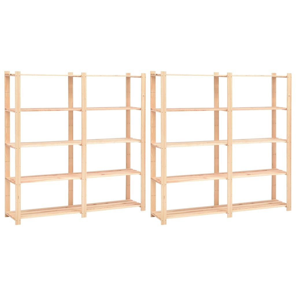vidaXL Schwerlastregal Lagerregale 5 Böden 2 Stk. 170x38x170cm Massivholz Kiefer 500kg, 1-tlg.