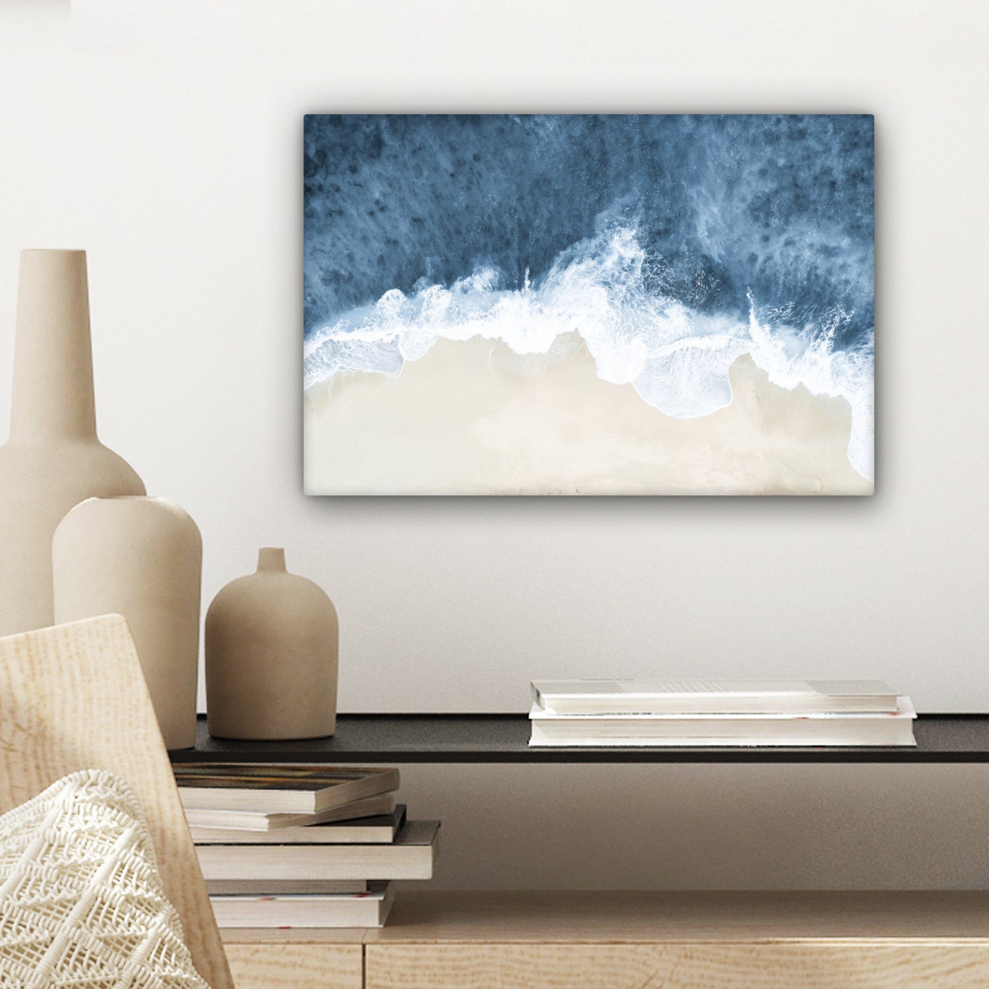 Meer Wanddeko, - cm Strand St), OneMillionCanvasses® (1 - Natur, - Wandbild 30x20 Leinwandbild Leinwandbilder, Aufhängefertig, Wasser