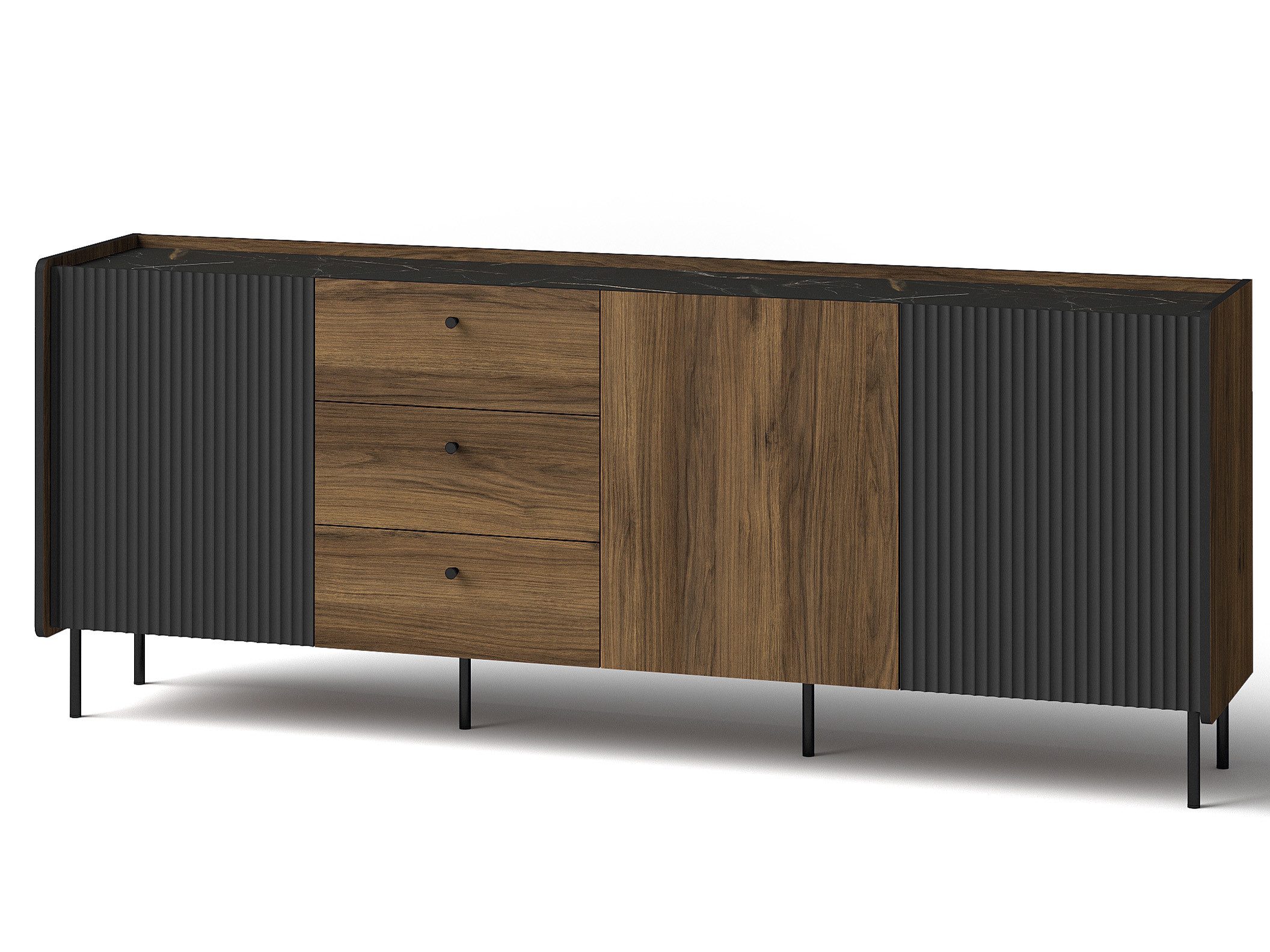 Compleo Schubkastenkommode Luxus Kommode COMO, Modern Stil, 3 Türig, mit 3 Schubladen, Breite: 200 cm