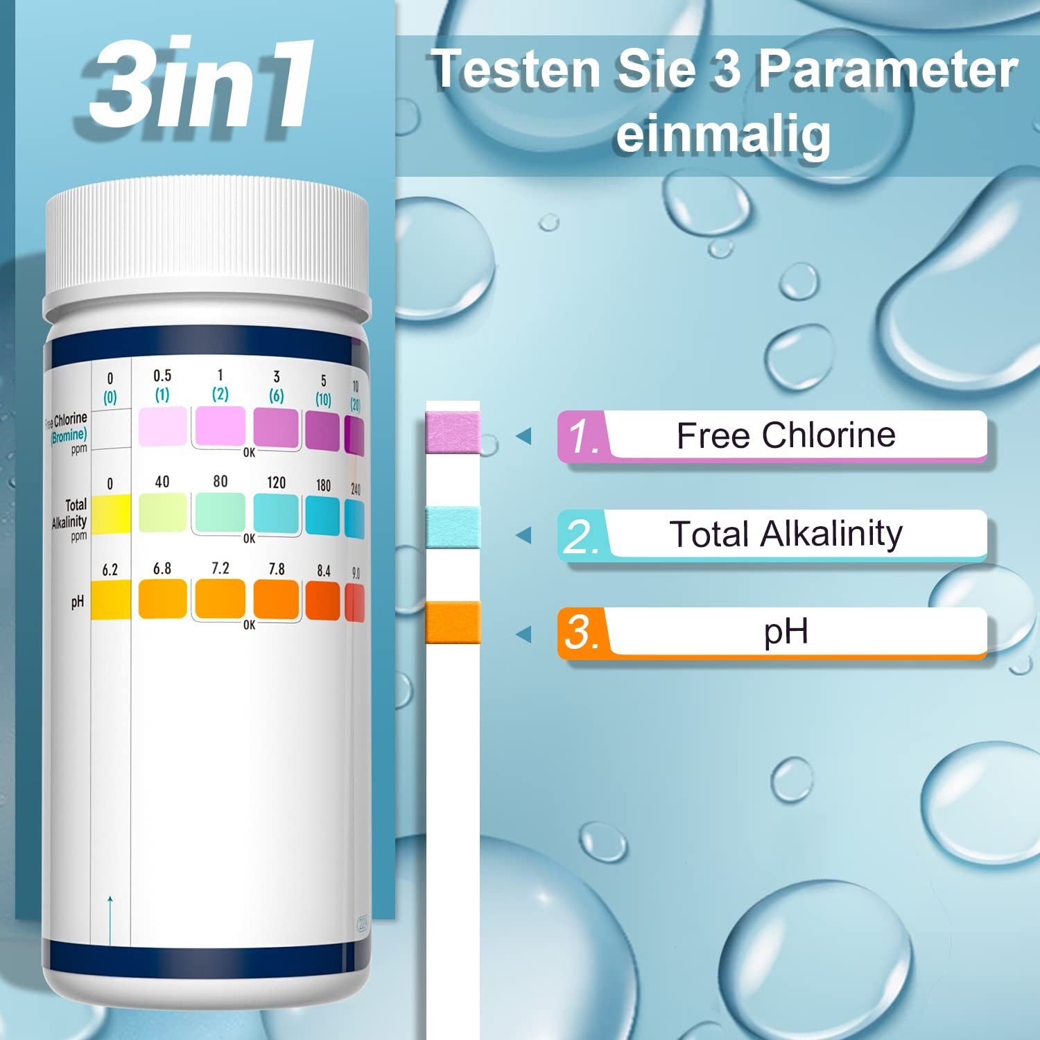 FOUORTUNATE-BEE Poolpflege 3-in-1 Pool-Teststreifen für Spa, günstig online kaufen