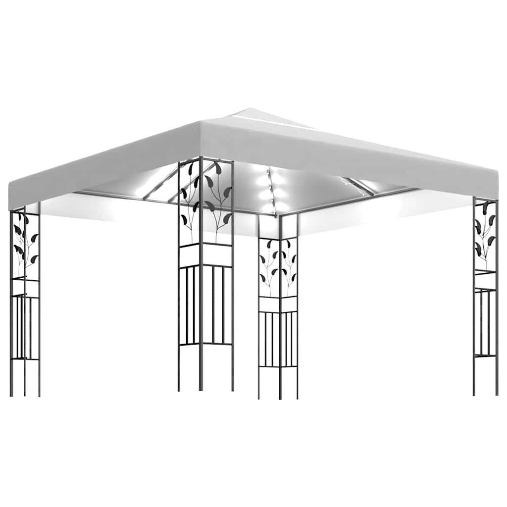 vidaXL Partyzelt Pavillon mit LED-Lichterkette 3x3 m Weiß