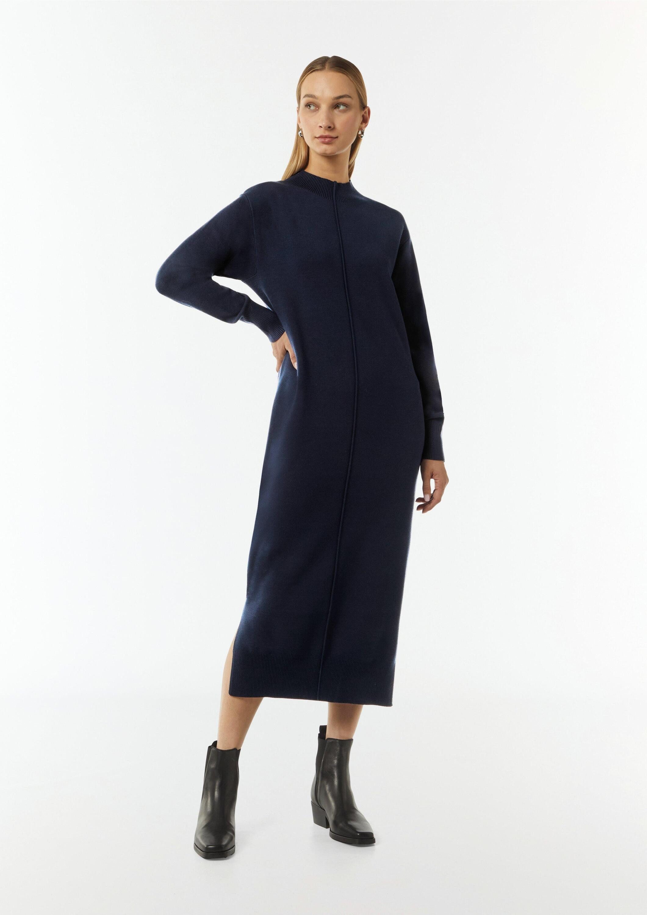comma Maxikleid Kleid Feinstrickkleid aus Viskosemix mit Naht-Detail