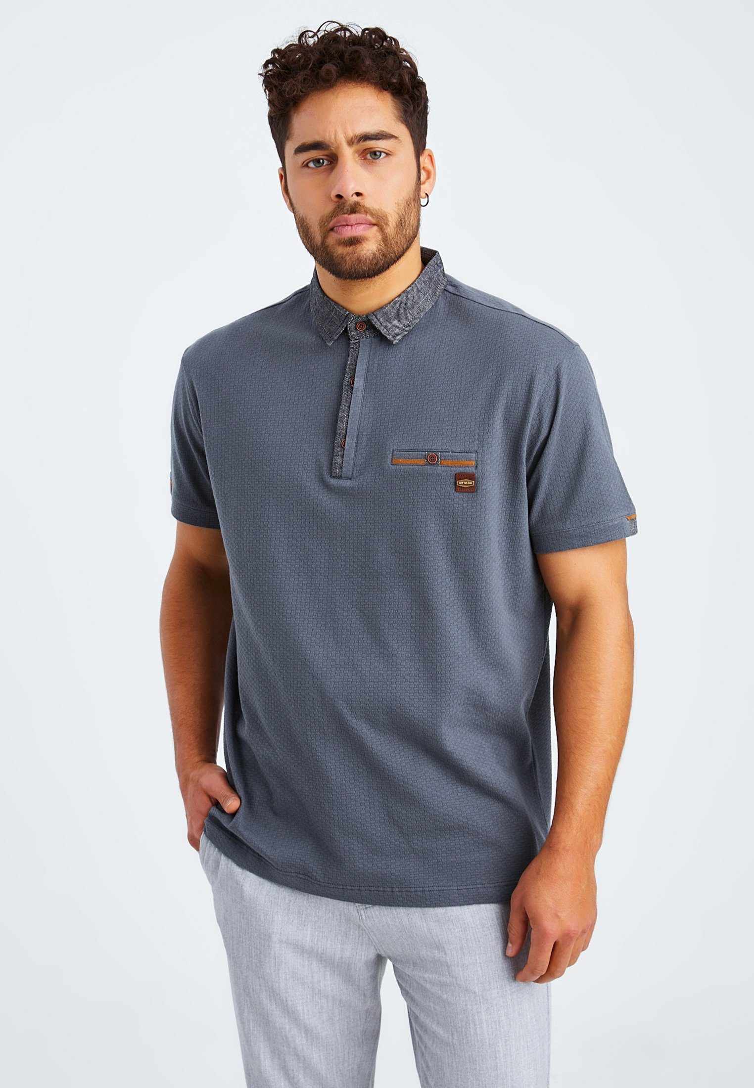Herren Polo LN-55525 anthrazit Nelson T-Shirt Leif Poloshirt