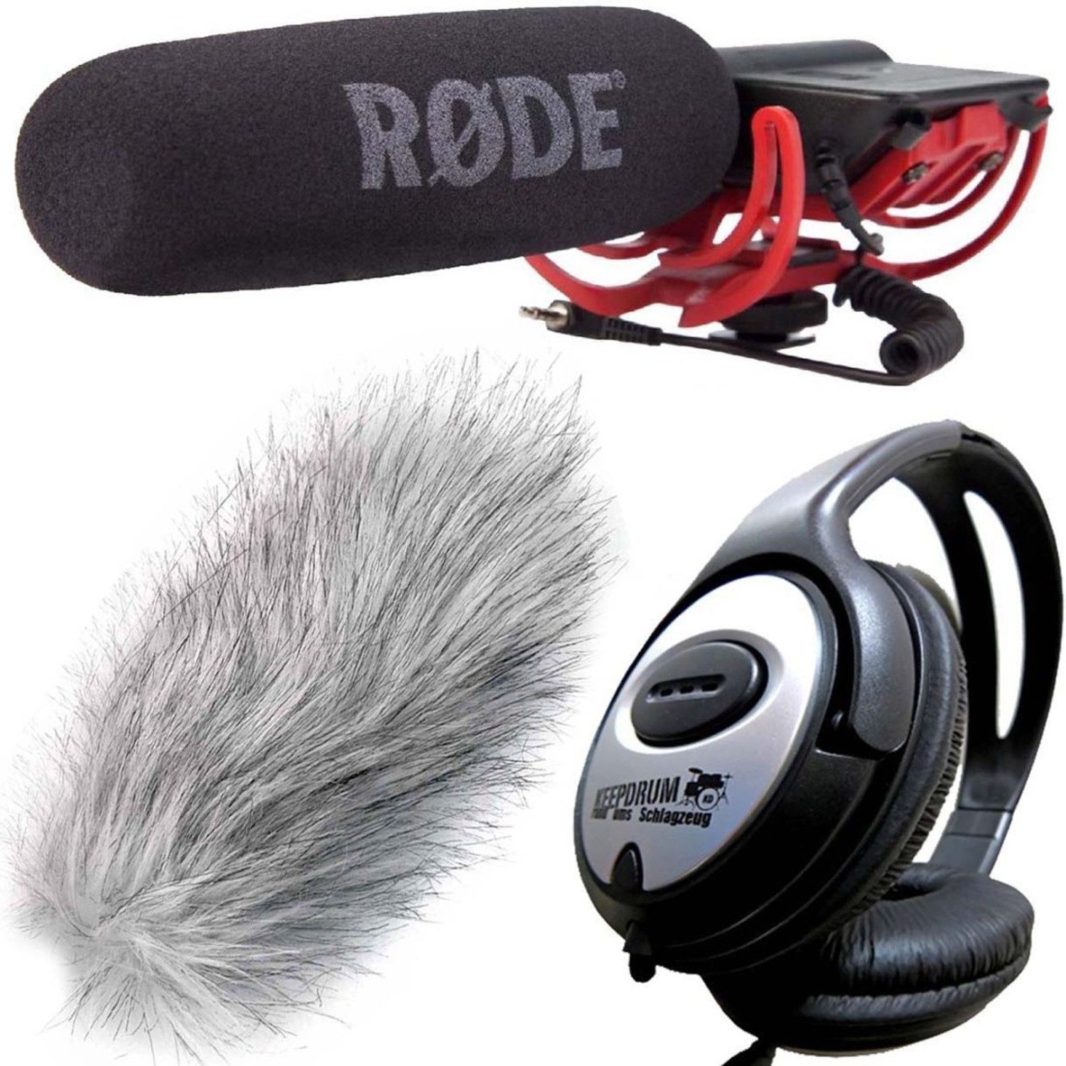 Mikrofon Rode VideoMic Rycote mit Windschutz mit Kopfhörer