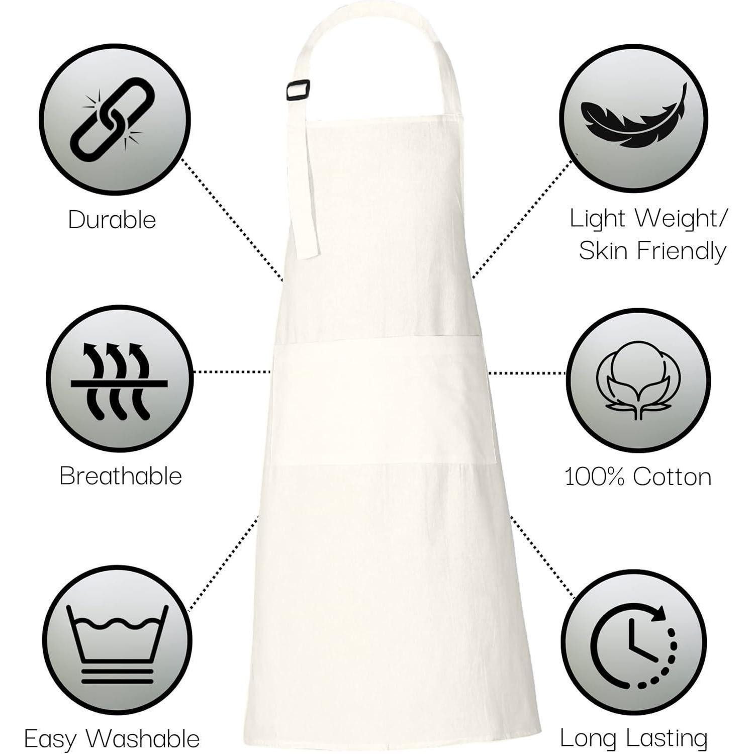 LuxusKollektion Kochschürze Kochschürze Baumwollschürze Damen Herren 69x89cm 3 2 Marshmallow Weiß