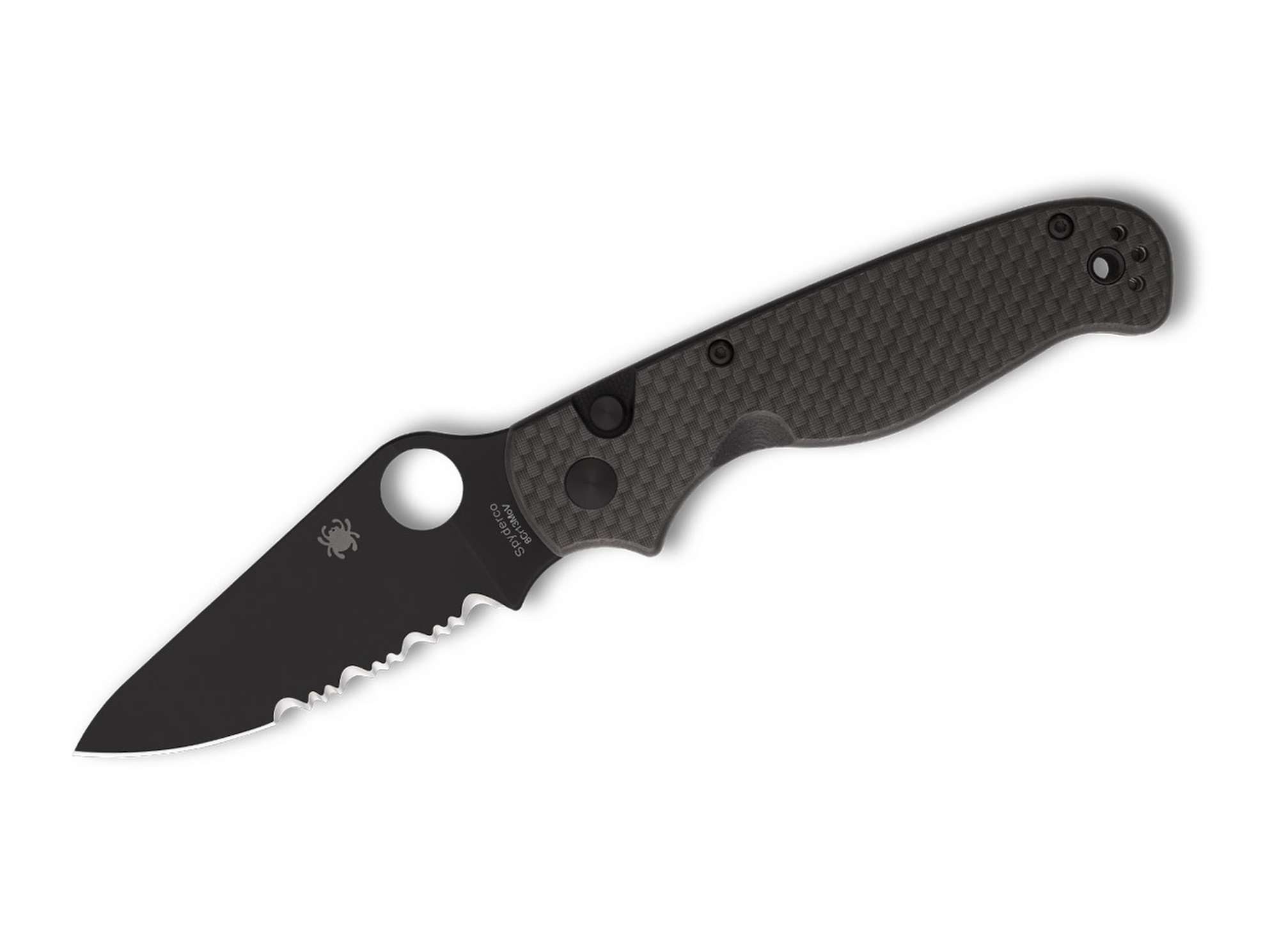 Spyderco Taschenmesser Spyderco ButtonUp CF Black Blade CombinationEdge