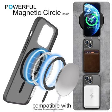 Nalia Smartphone-Hülle Apple iPhone 14, Semi-Transparente Hülle / MagSafe Funktion / 2x Schutzglas / Mattiert
