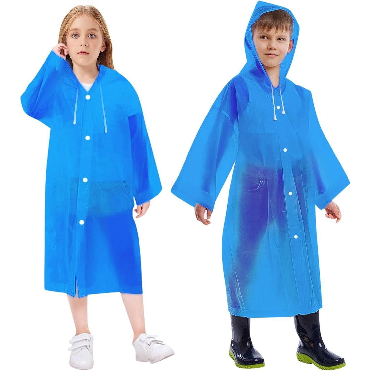 LuxusKollektion Regenmantel Regenponcho Kinder Wasserdicht Transparent Einheitsgröße Blau EVA-2pcs