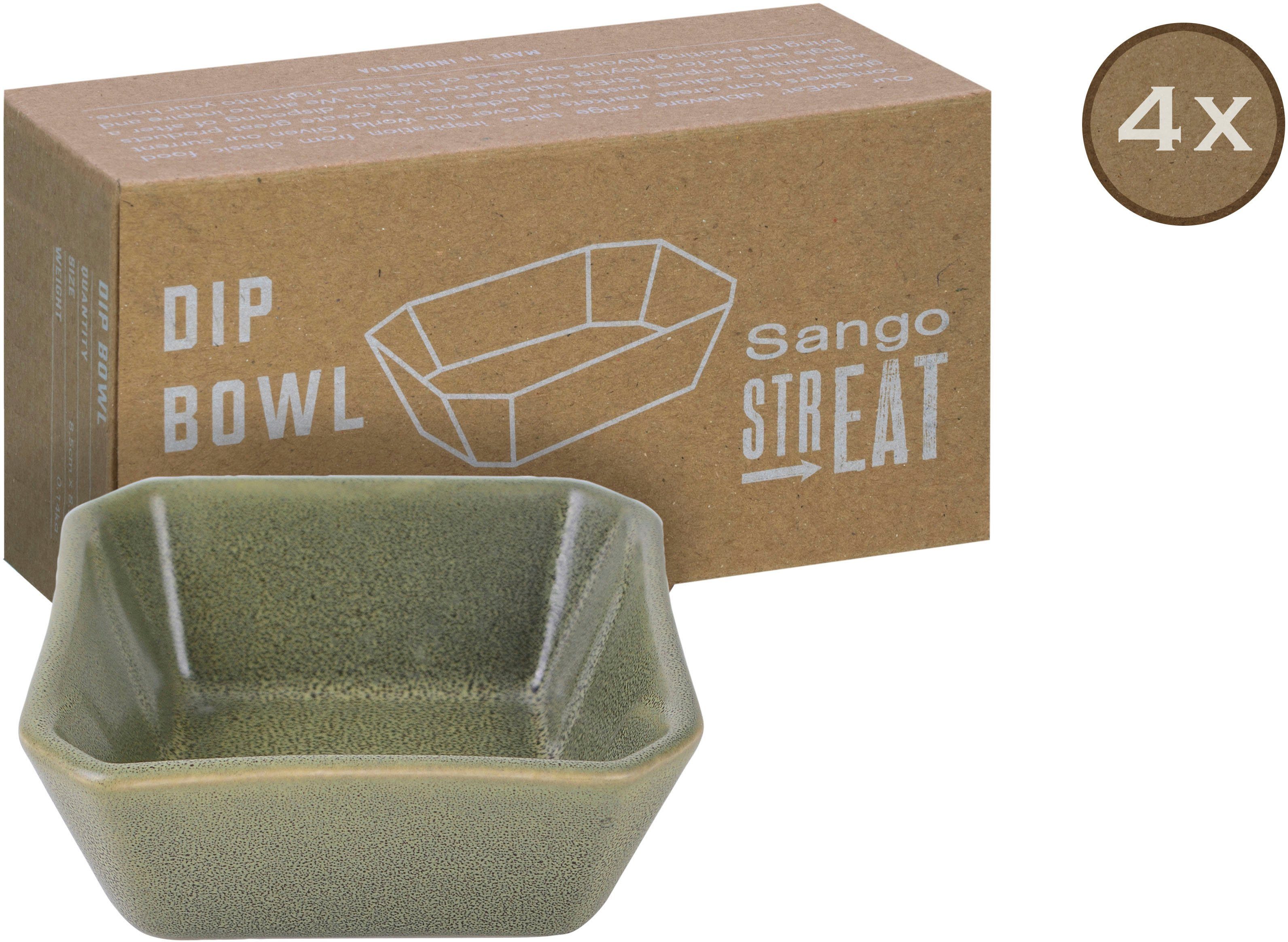 creaTable Servierschale Dip Bowl, Steinzeug, (Set, 4-tlg), Dipschale, Snackschale, Topaktueller „Street Food“ Trend