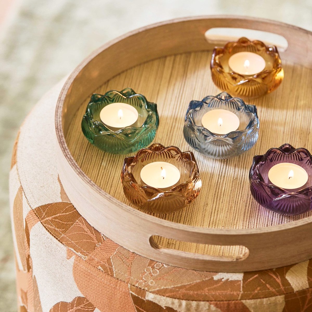 Macosa Home Teelichthalter Teelichthalter Tulpe 4er Set Glas bunt 7,8 cm Glaswindlicht modern (Glasteelichthalter, 4 St., Dekowindlicht Kerzenhalter Tulpenform), Frühlingsdekoration Dekoration Frühling