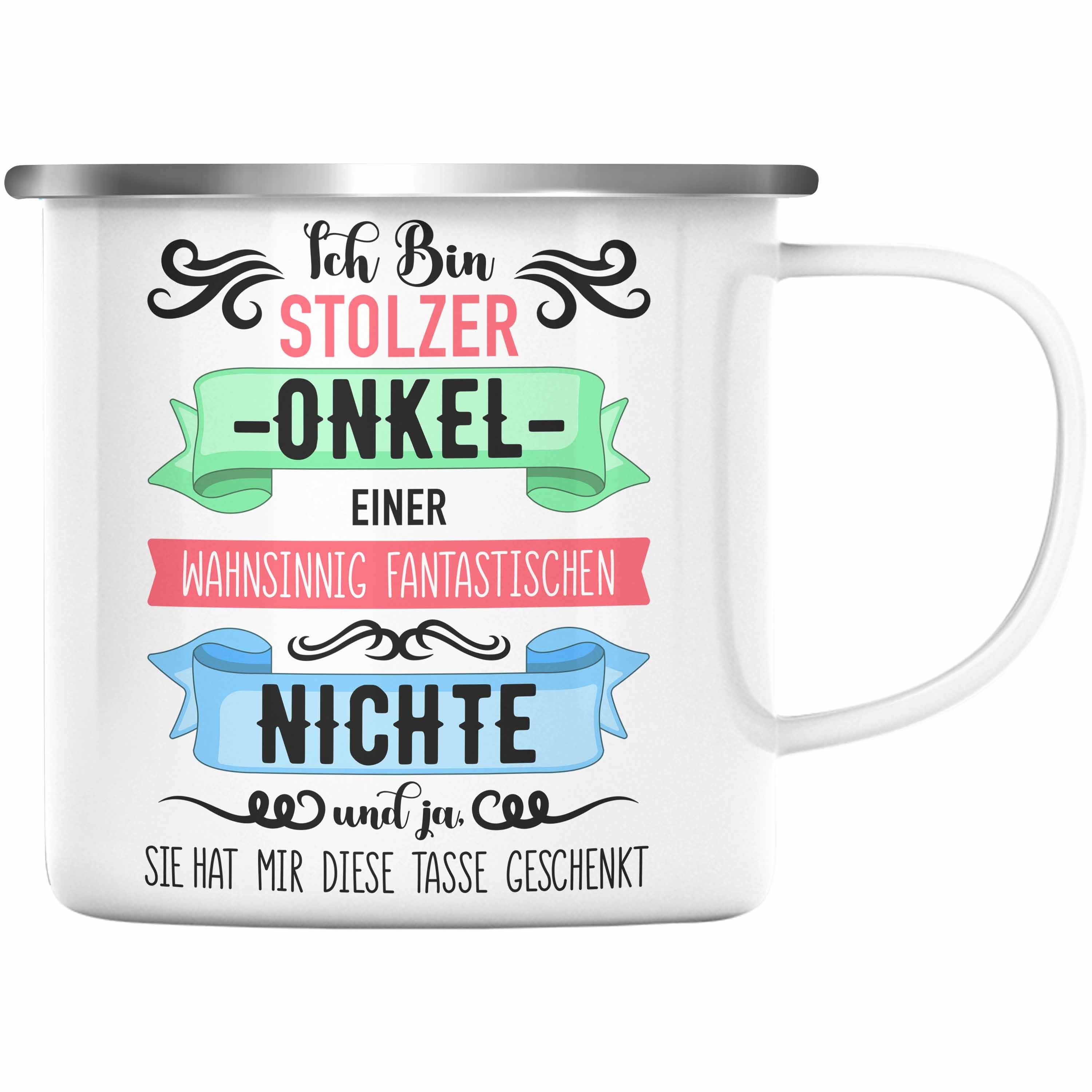 Geschenk Geschenkidee - Geschenke Tasse Silber Nichte Nichten Thermotasse für Lustige Emaille Spruch Trendation Trendation Onkel Onkel von