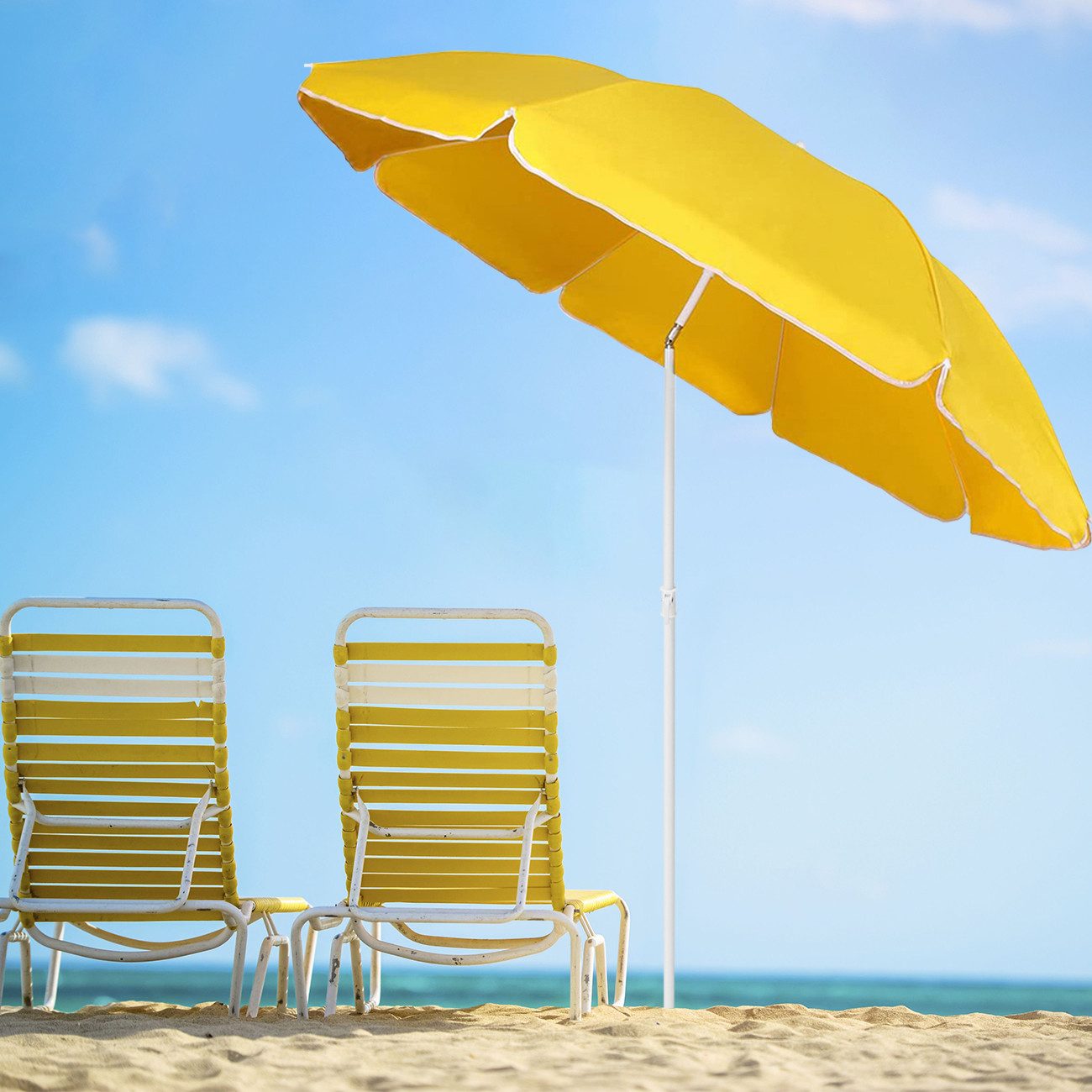 Sekey Sonnenschirm Ø 160 cm Balkonschirm Rund Strandschirm Sonnenschirm mit Schutzhülle, LxB: 160,00x160,00 cm, Neigungswinkel verstellbar, Höhe verstellbar, mit Tragetasche